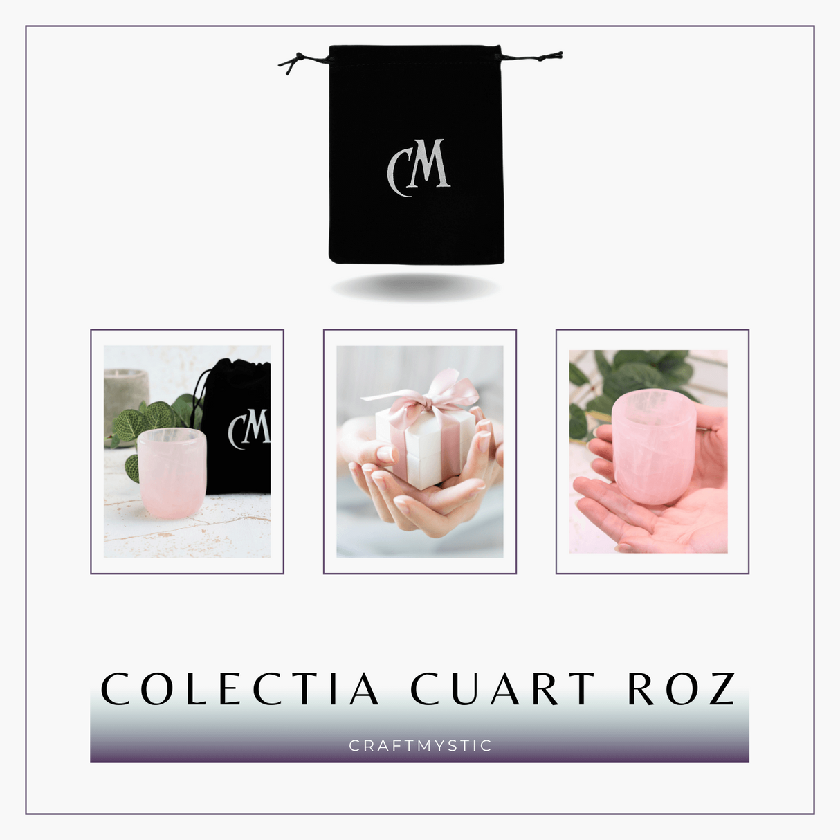 Pahar din Cuart Roz Natural, Sculptat Manual, 75 mm - Armonizare si Relaxare