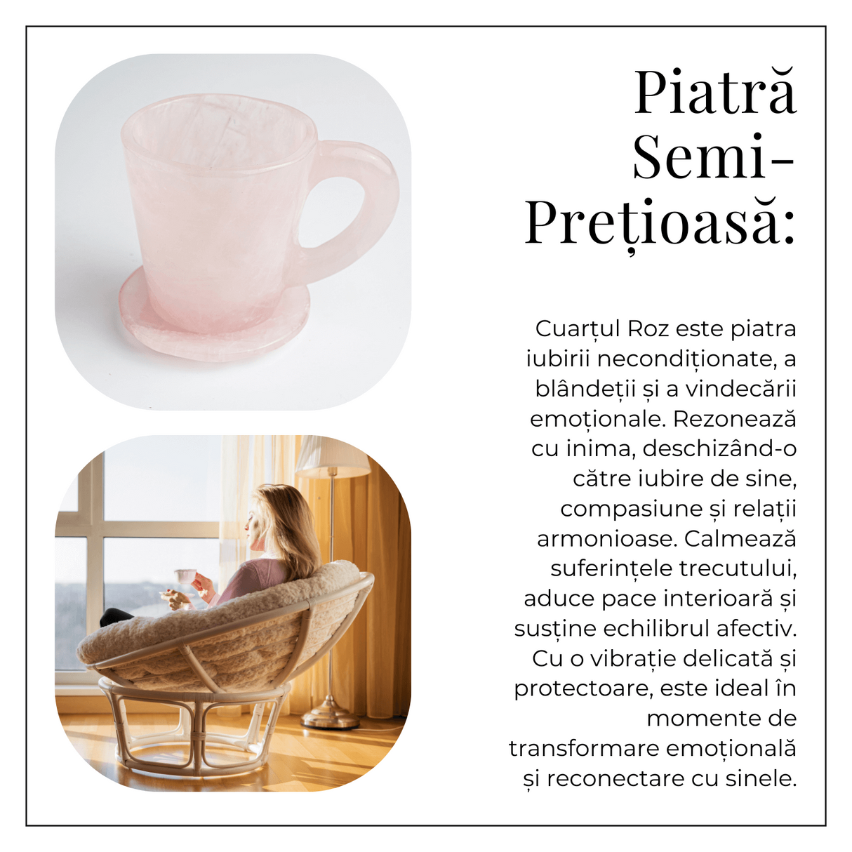 Pocalul Iubirii – Cana din Cuart Roz si Suport din Cristal