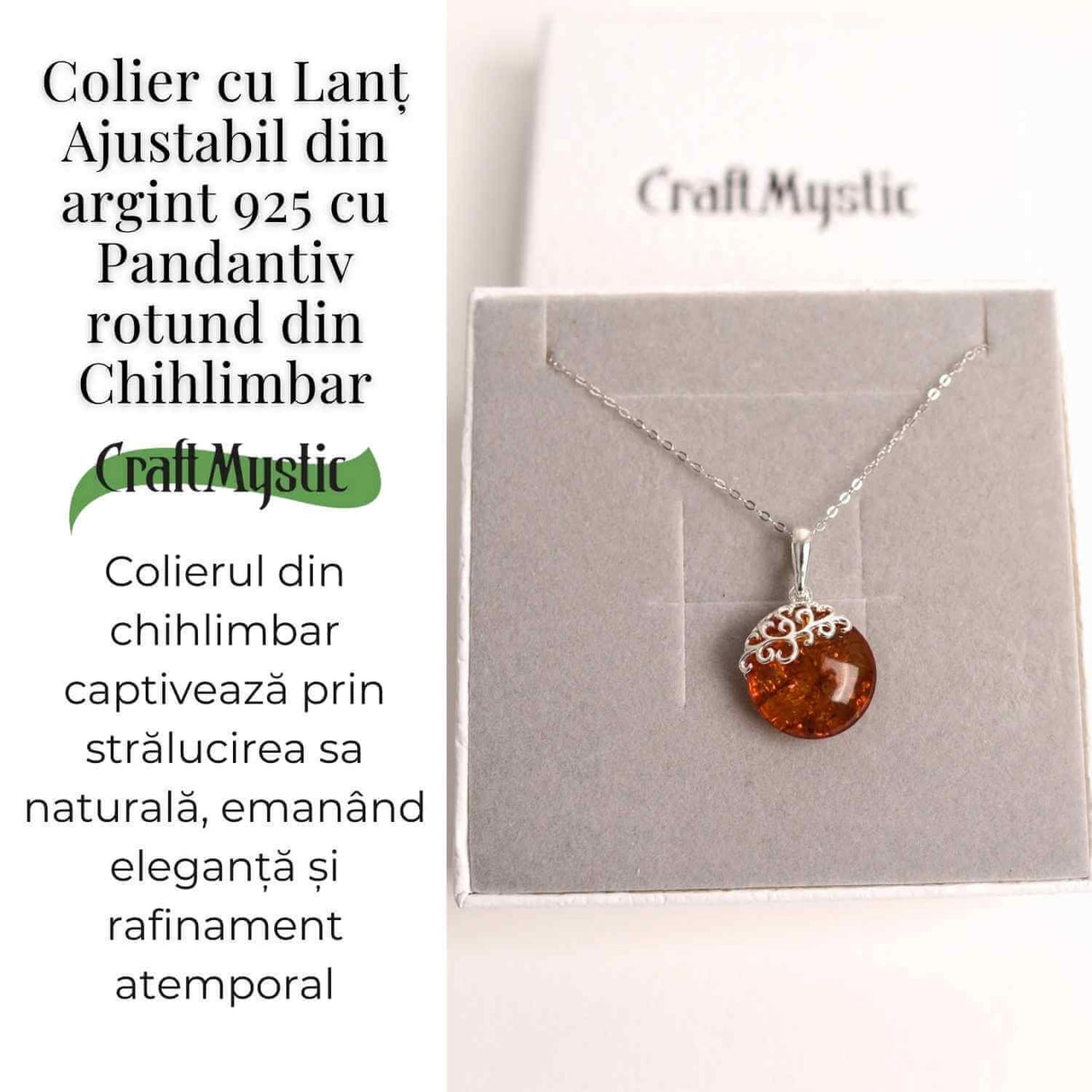 Colier argint 925 cu chihlimbar natural - eleganta si protectie