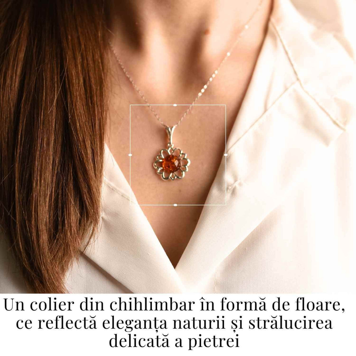 Colier argint 925 cu chihlimbar natural - frumusetea florii