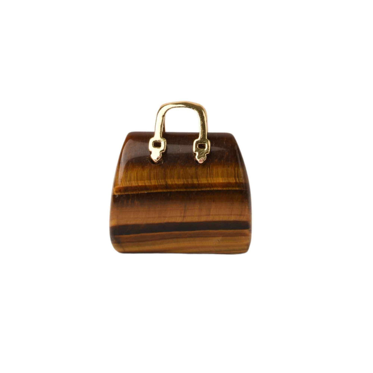 Pandantive 2.5 cm din piatra naturala Ochi de tigru, in forma de geanta - Accesorii din piatra pentru realizarea de bijuterii, cercei, colier
