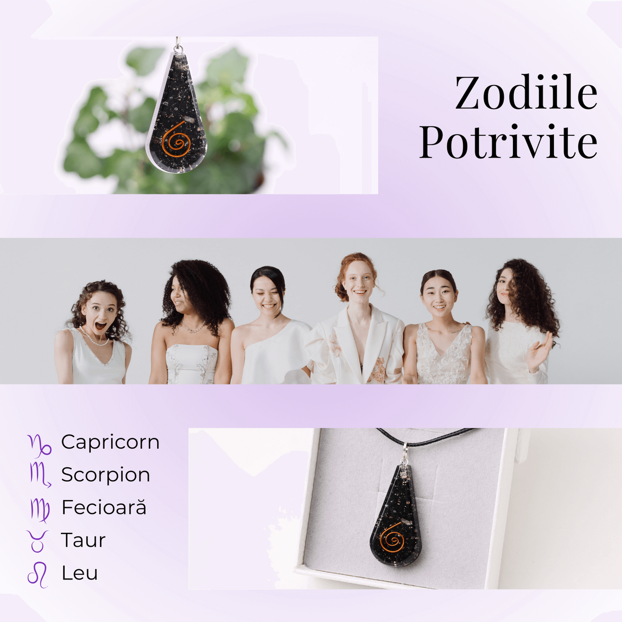 Pandantiv orgonic cu Turmalina Neagra in forma de Lacrima - Pentru purificare emotionala - Absorba Energie Negativa