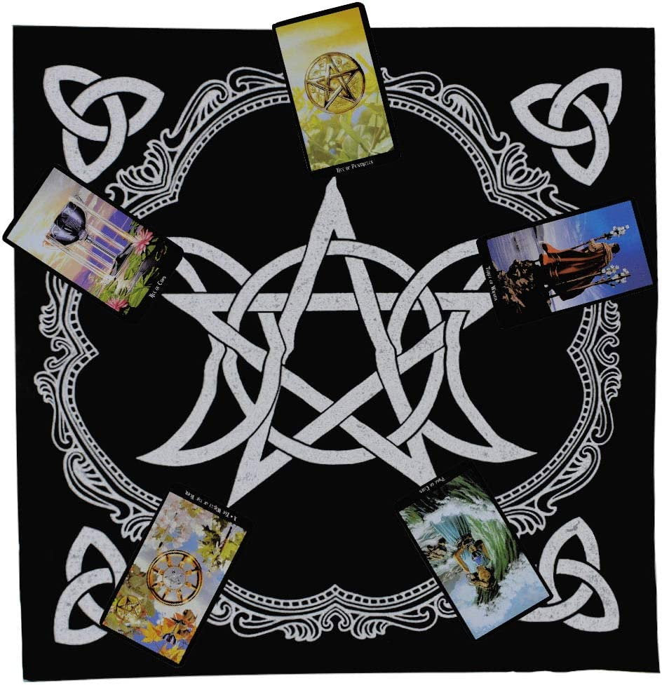 Panza sacra pentru altar magic - Design unic Pentagram Argintiu - Vrajitorie Tarot Wiccani Spiritualitate