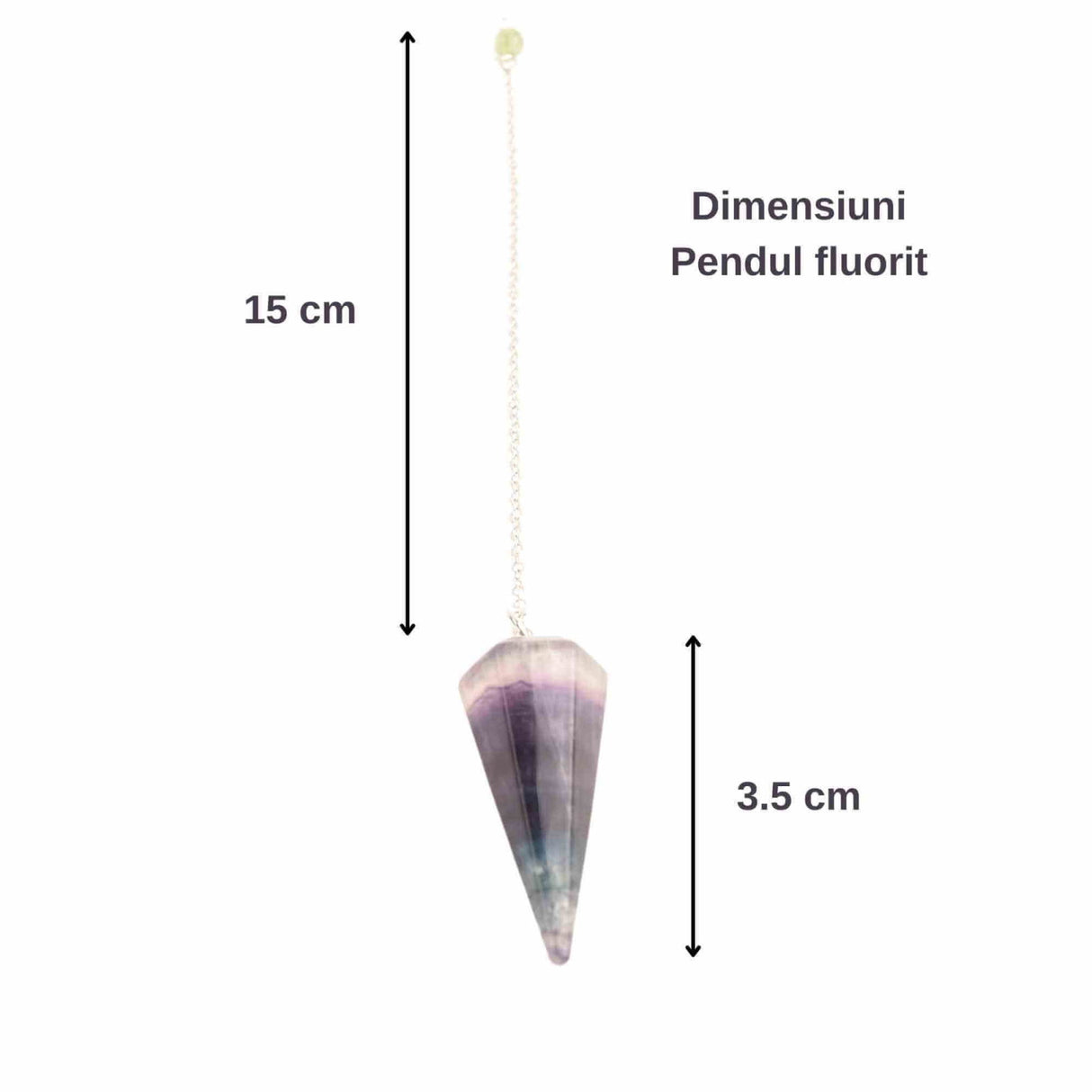 Pendul radiestezie Fluorit violet si saculet satin de catifea - Pentru meditatie, divinatie