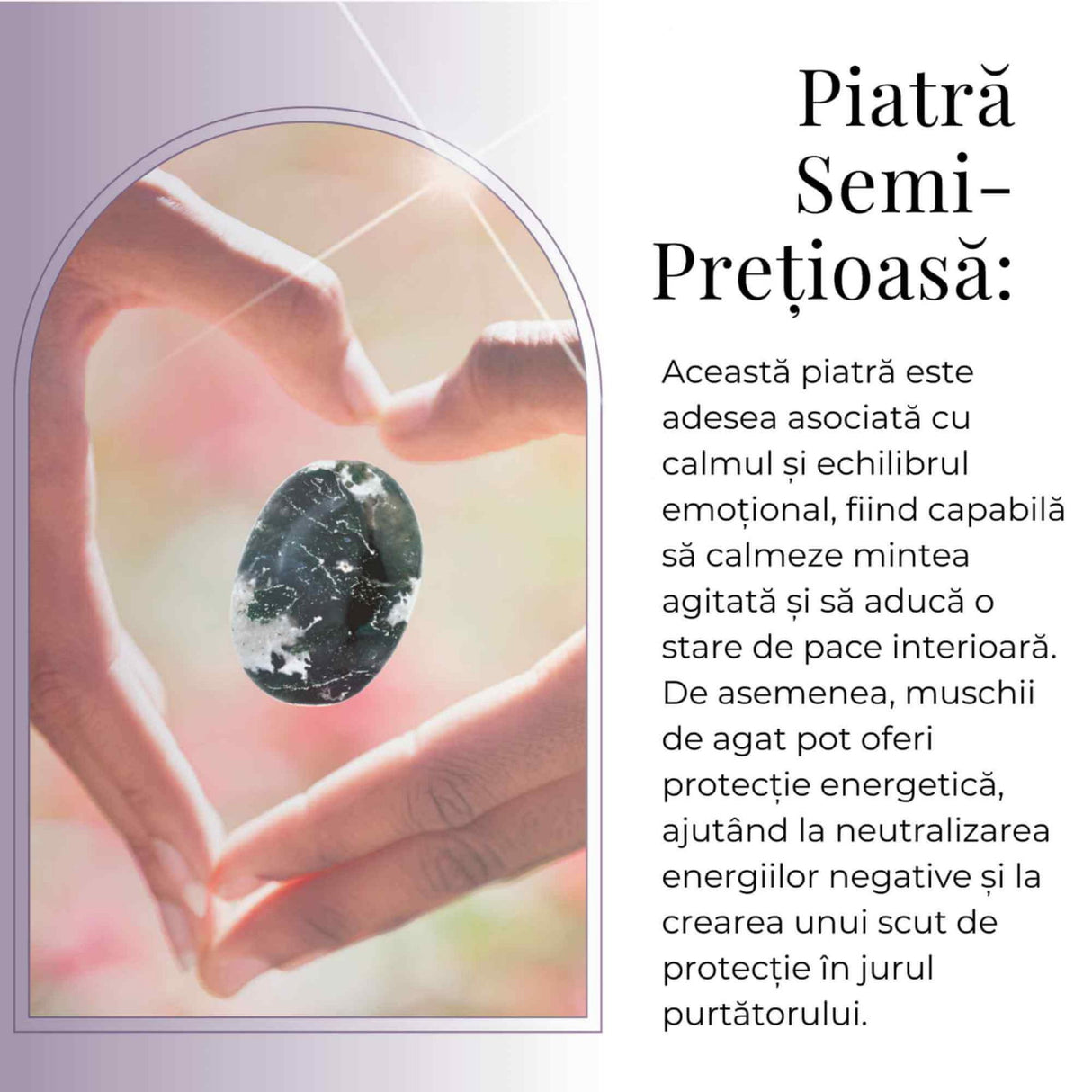 Piatra de Buzunar din Agat Muschi Natural 50-55 mm - Promoveaza Echilibrul si Vindecarea Emotionala