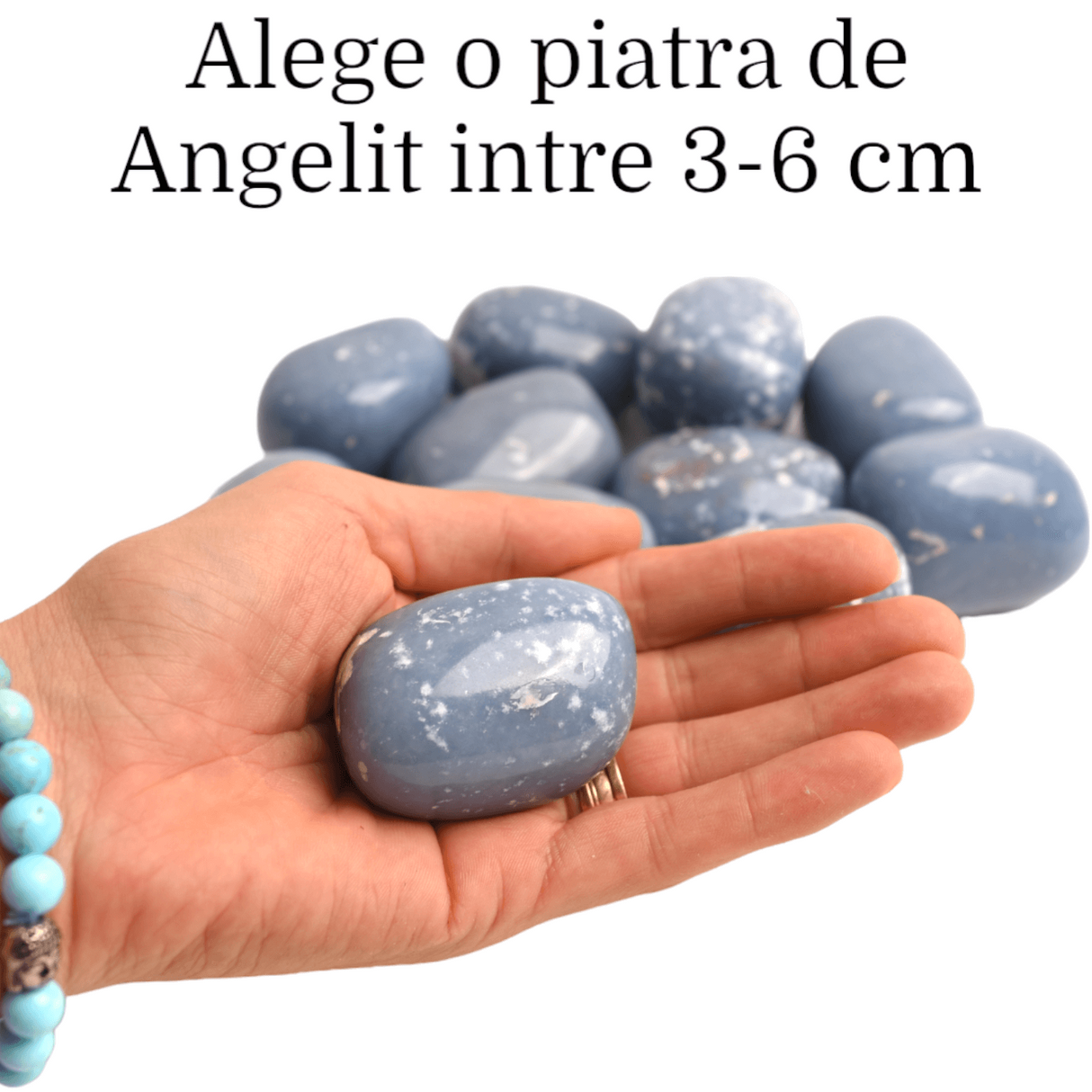 Piatra rulata din Angelit natural - Conexiune Spirituala si Liniste 3-4 cm