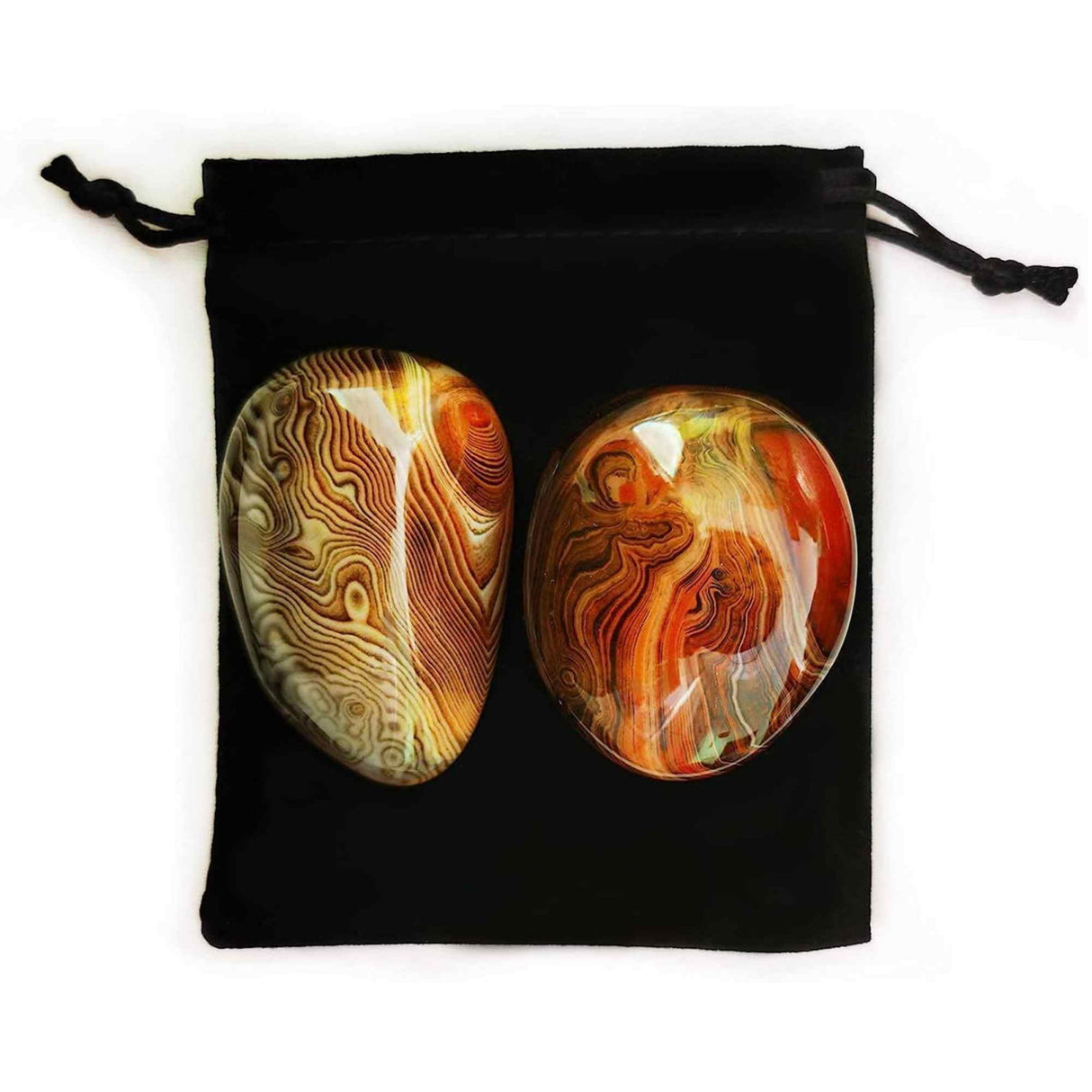 Set 2 pietre 6-7 cm semipretioase de Agat rosu natural slefuit - Pentru regasirea echilibrului