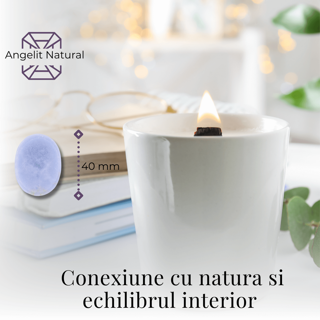 Piatra de Deget Terapeutica Angelit 4 cm - Liniste si Conectare Spirituala