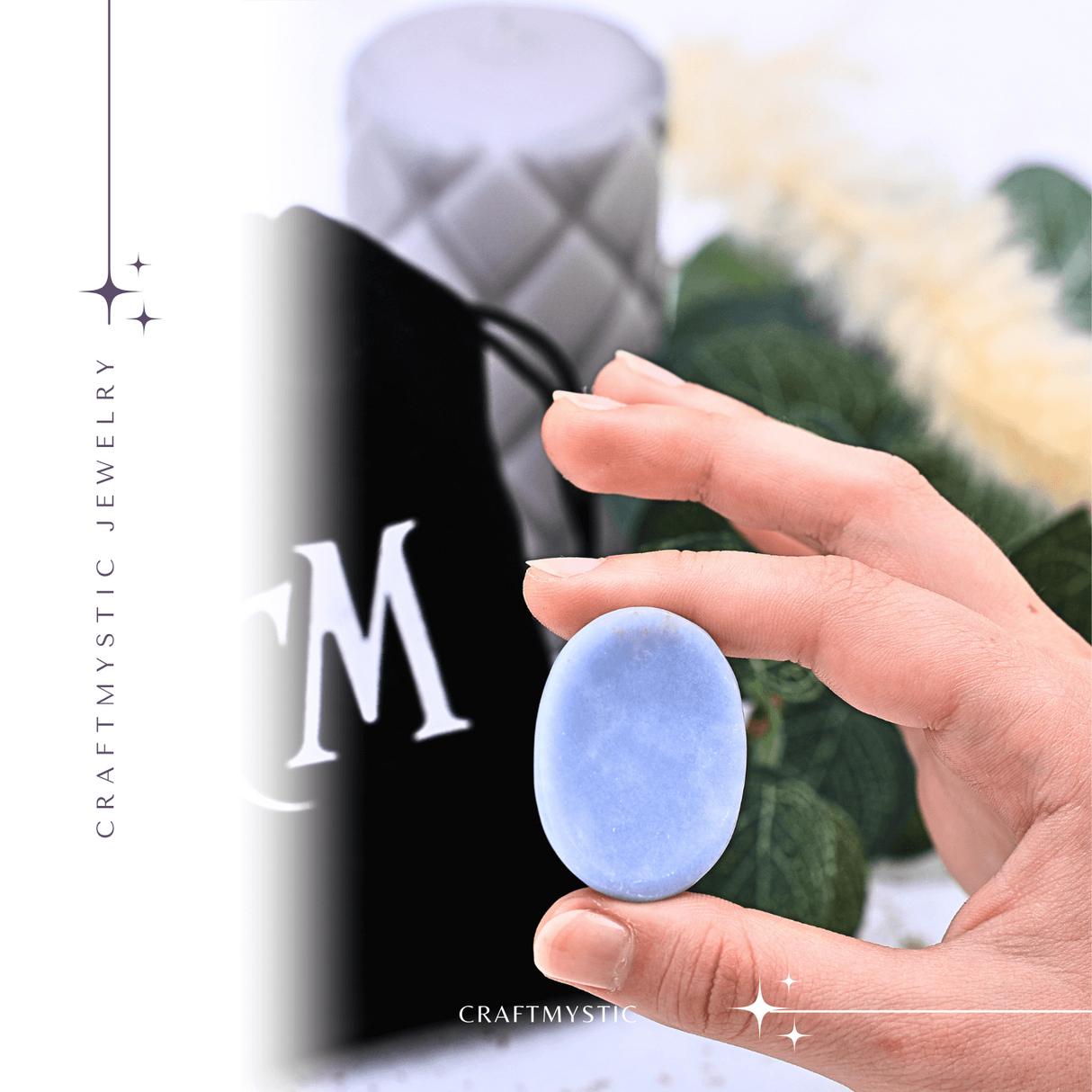 Piatra de Deget Terapeutica Angelit 4 cm - Liniste si Conectare Spirituala