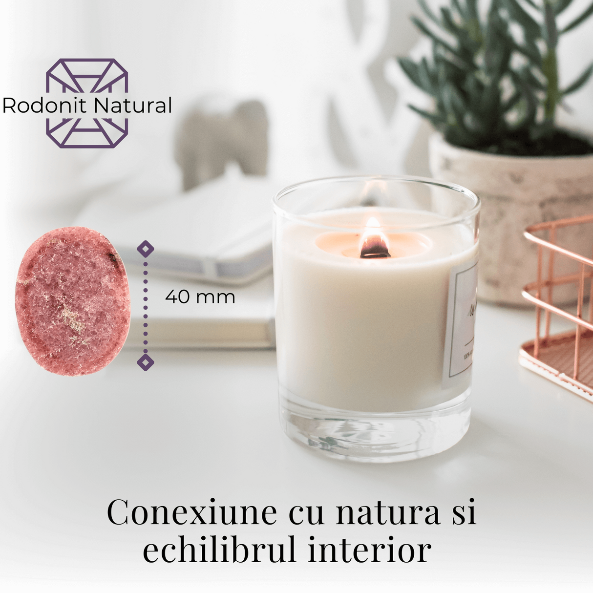 Piatra de Deget Terapeutica Rodonit 4 cm - Reducerea Stresului