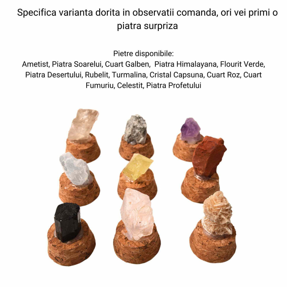 1 buc Piatra Bruta Specimen 2-3 cm in Sticluta cu Dop de Pluta