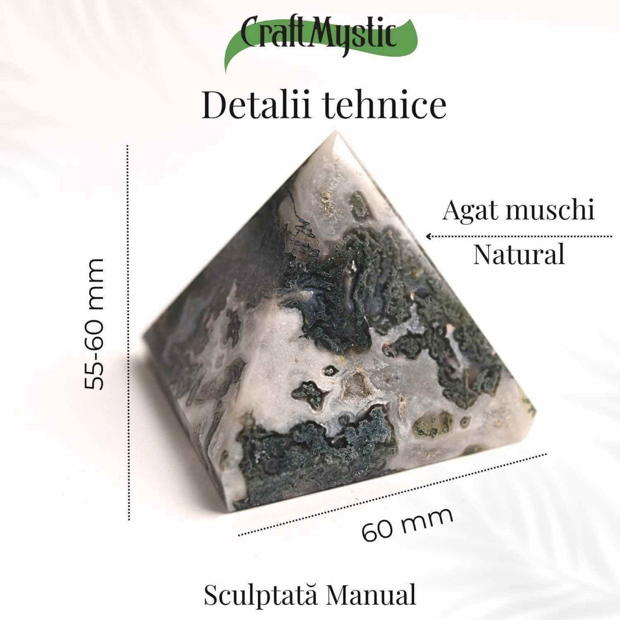 Piramida Moss Agate 55-60 mm - Echilibru Energetic si Vindecare Naturala