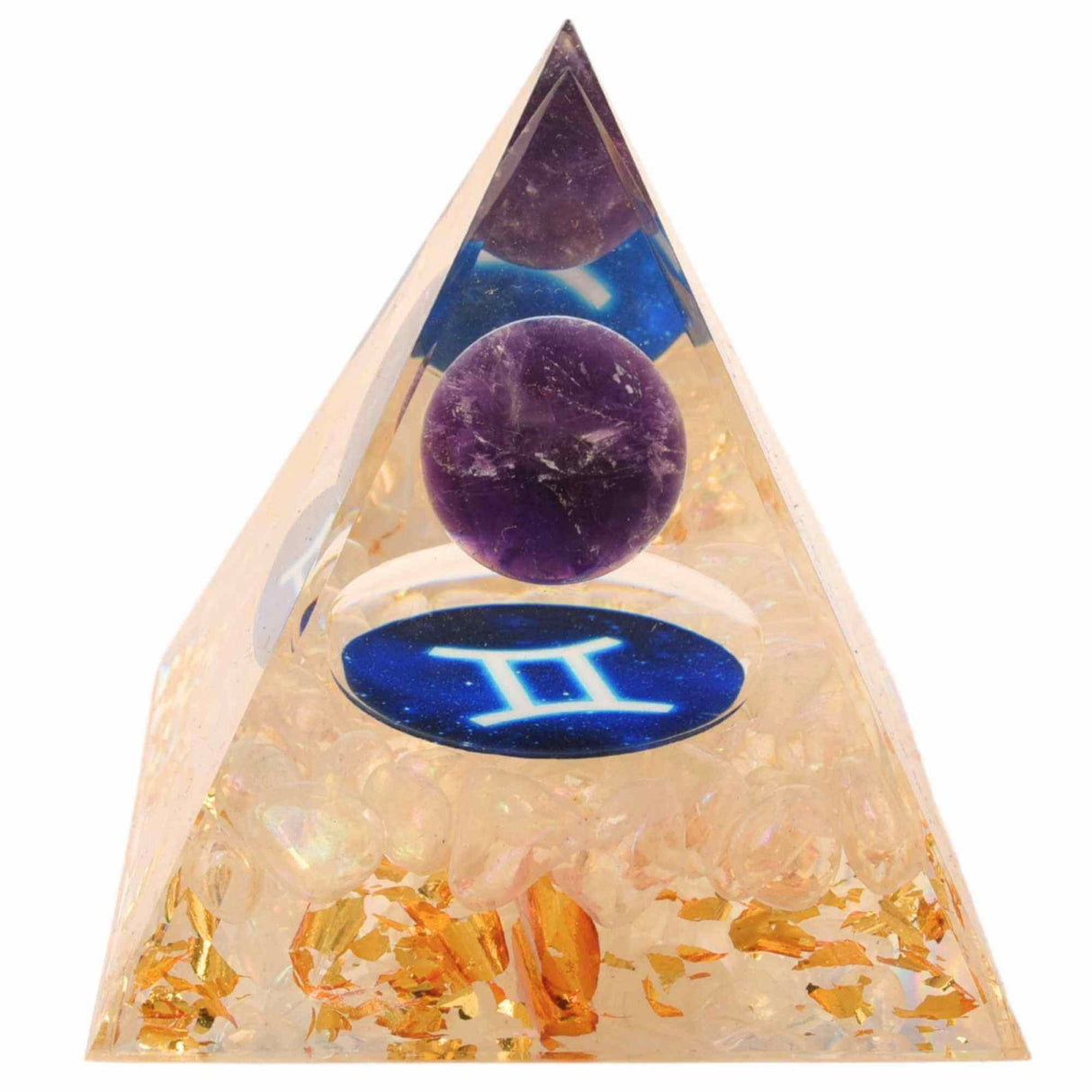 Piramida de Energie Orgonica 6 cm cu Cristale de Vindecare specifice Zodiei Berbec pentru Relaxare, Meditatie si Ornament