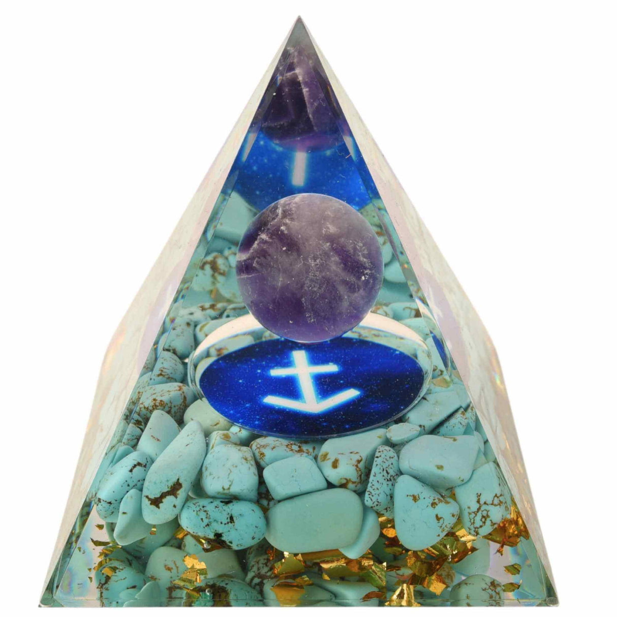 Piramida de Energie Orgonica 6 cm cu Cristale de Vindecare specifice Zodiei Berbec pentru Relaxare, Meditatie si Ornament
