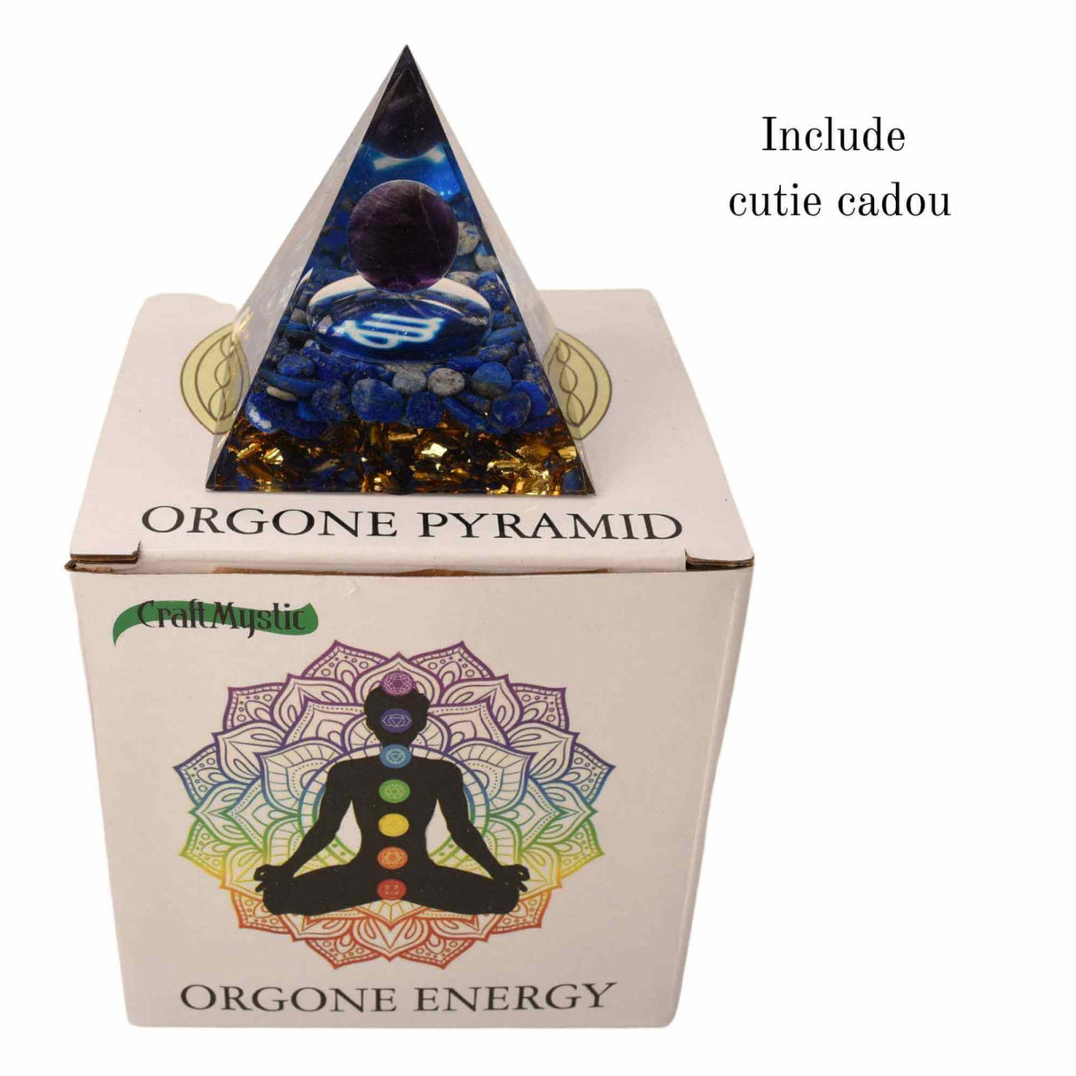 Piramida de Energie Orgonica 6 cm cu Cristale de Vindecare specifice Zodiei Berbec pentru Relaxare, Meditatie si Ornament