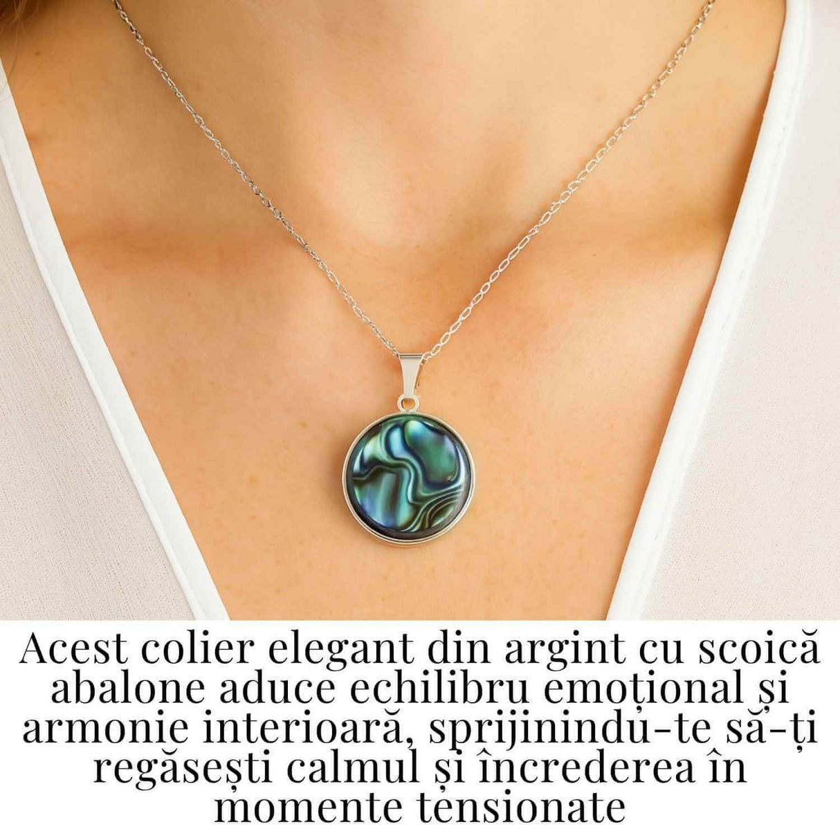 Armonie Interioara si Energie Oceanica - Colier Rotund cu Scoica Abalone si Argint 925