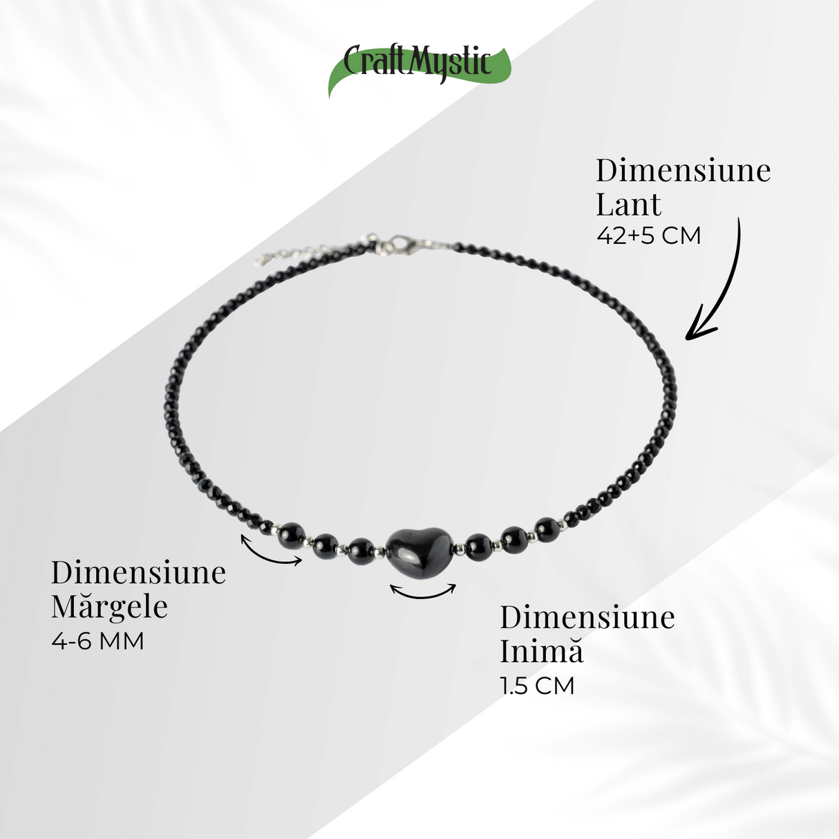 Protectie si Echilibru - Colier Inima din Obsidian de Gheata si Obsidian Natural