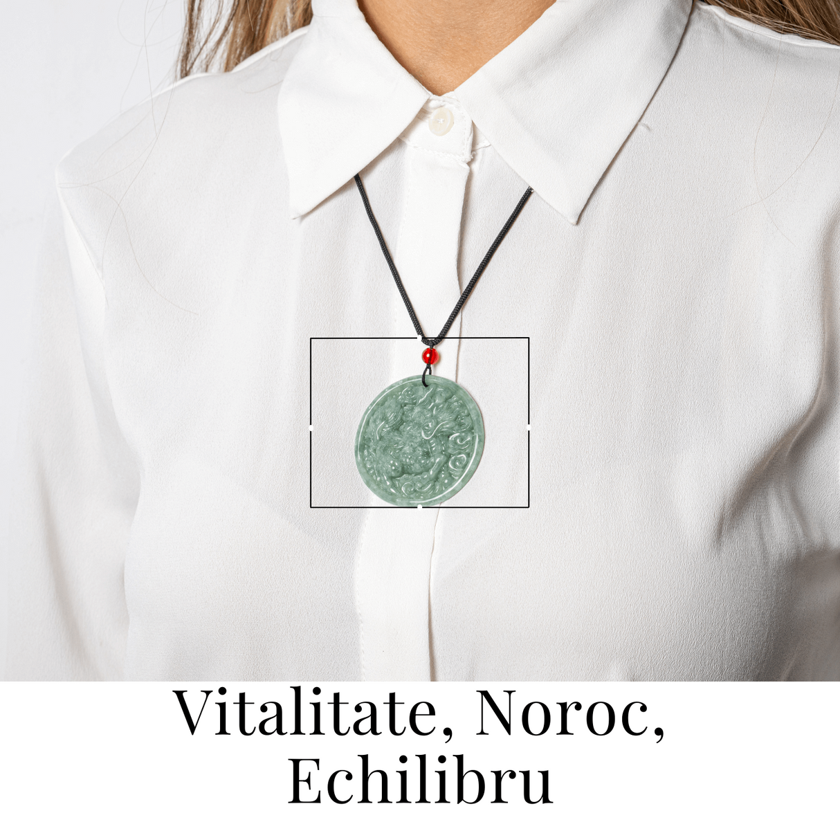 Colier din jadit rusesc natural cu dragon protectiv - talisman de forta si echilibru