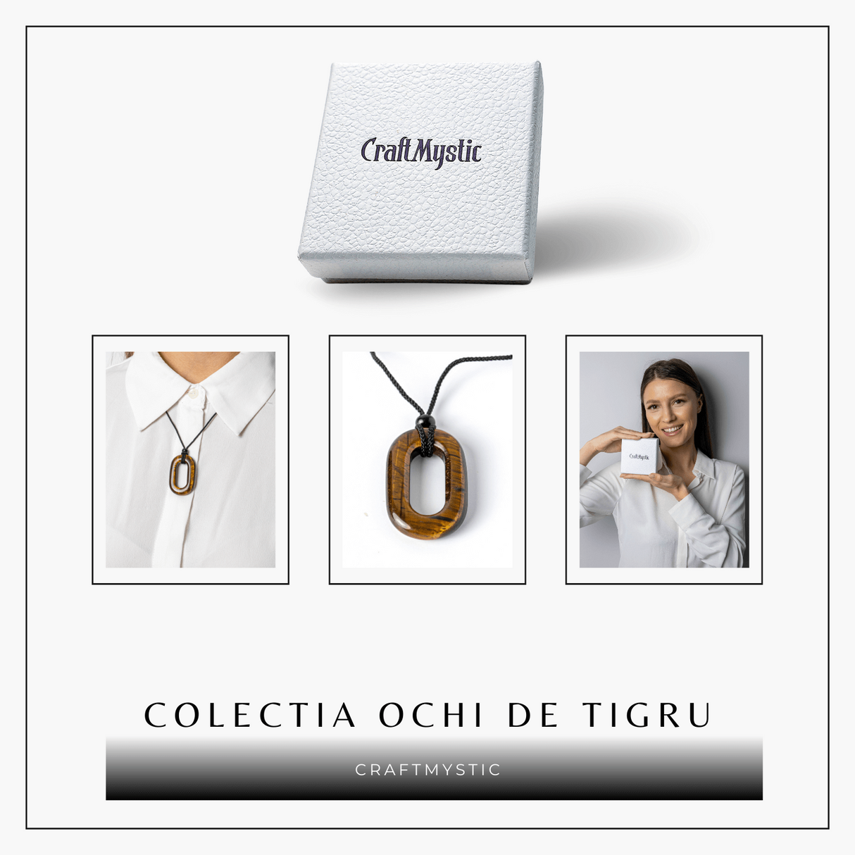 Colier cu Pandantiv Oval din Ochi de Tigru Natural - Putere si Protectie