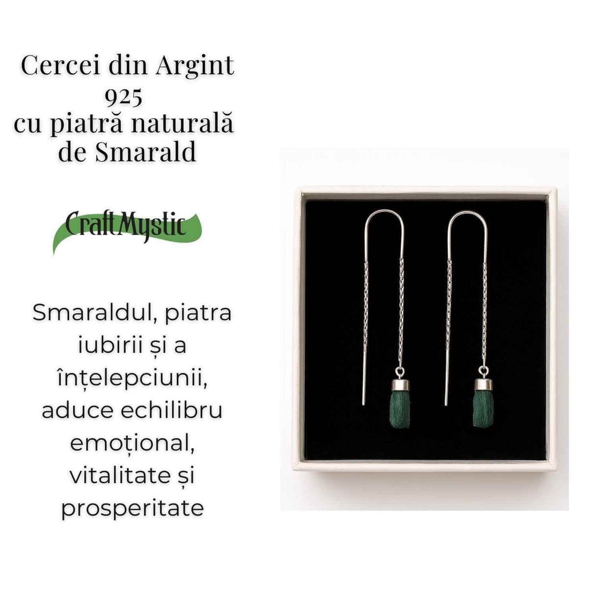 Energie si Eleganta Zilnica - Cercei din Argint 925 cu Smarald Brut Natural