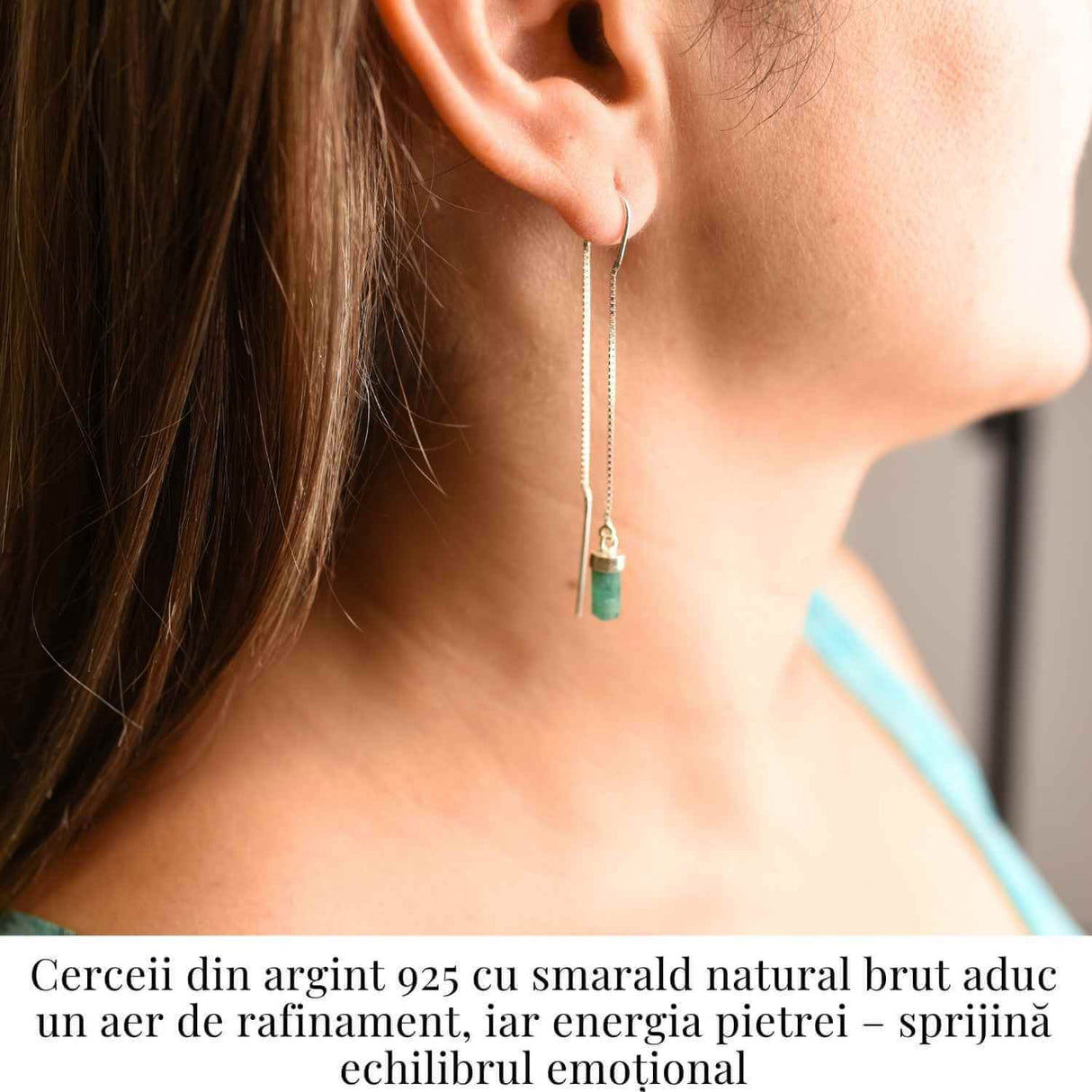 Energie si Eleganta Zilnica - Cercei din Argint 925 cu Smarald Brut Natural
