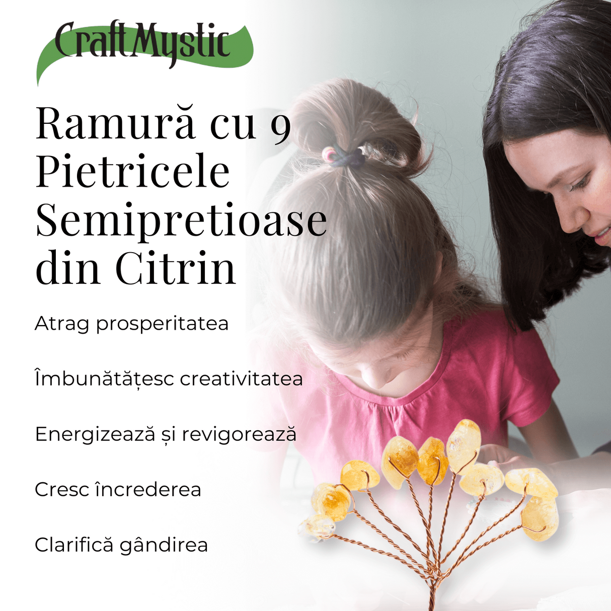 Ramurica DIY din Pietre Naturale Citrin (9 Pietricele)