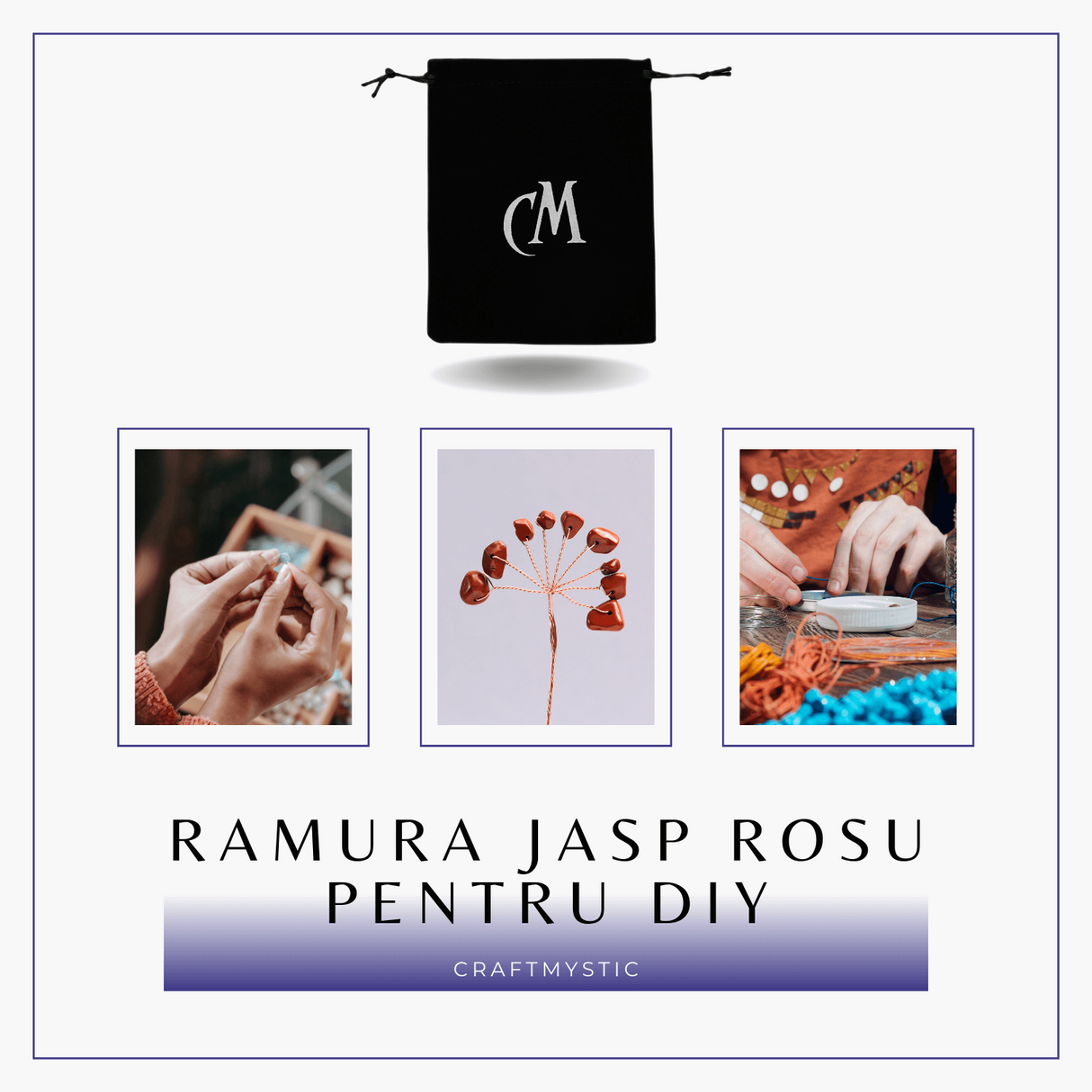 Ramurica Creativa DIY cu Pietre Naturale Jasp Rosu (9 Pietricele)