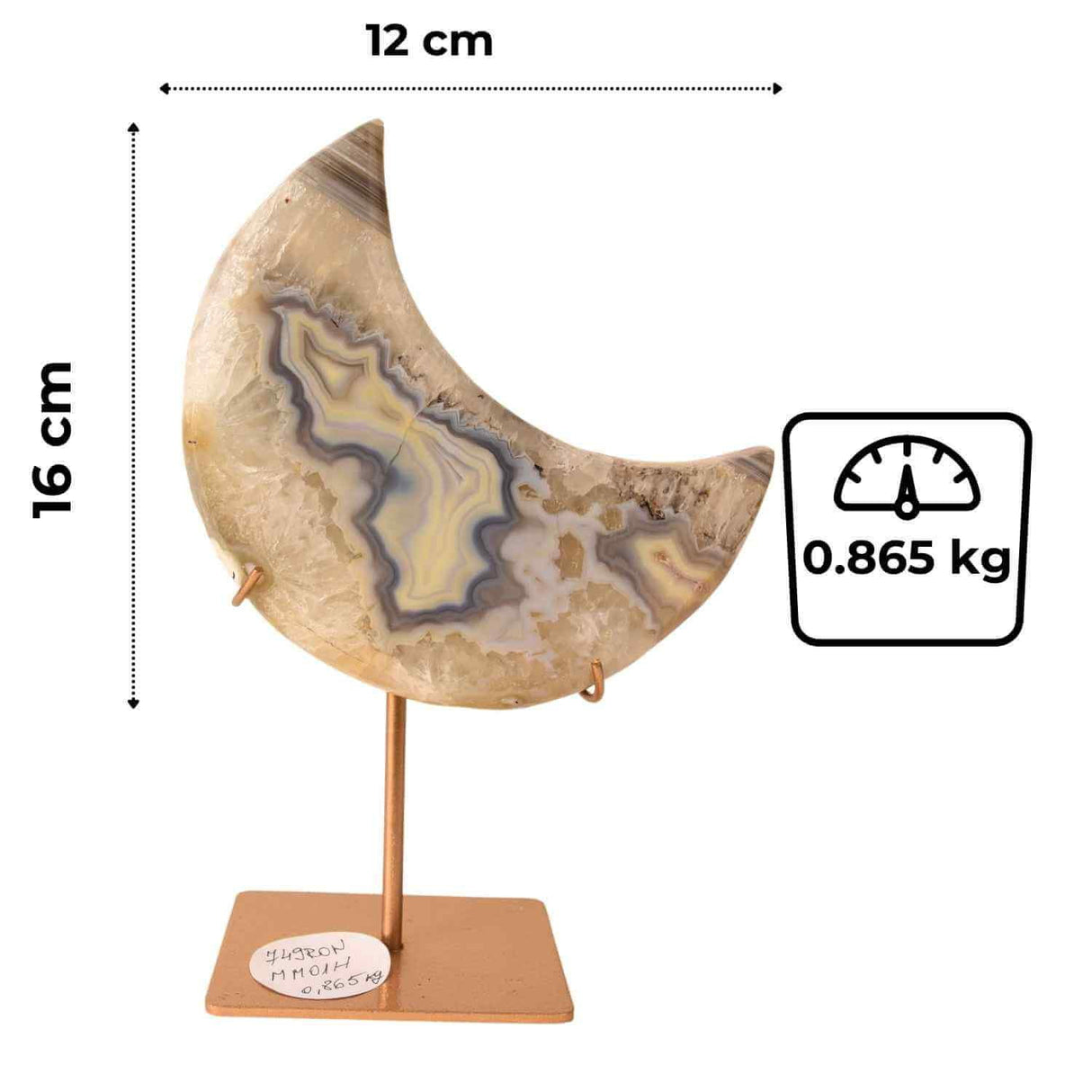 Semiluna decorativa din Agat crem-roz natural - sculptata manual, Brazilia 0.86 kg