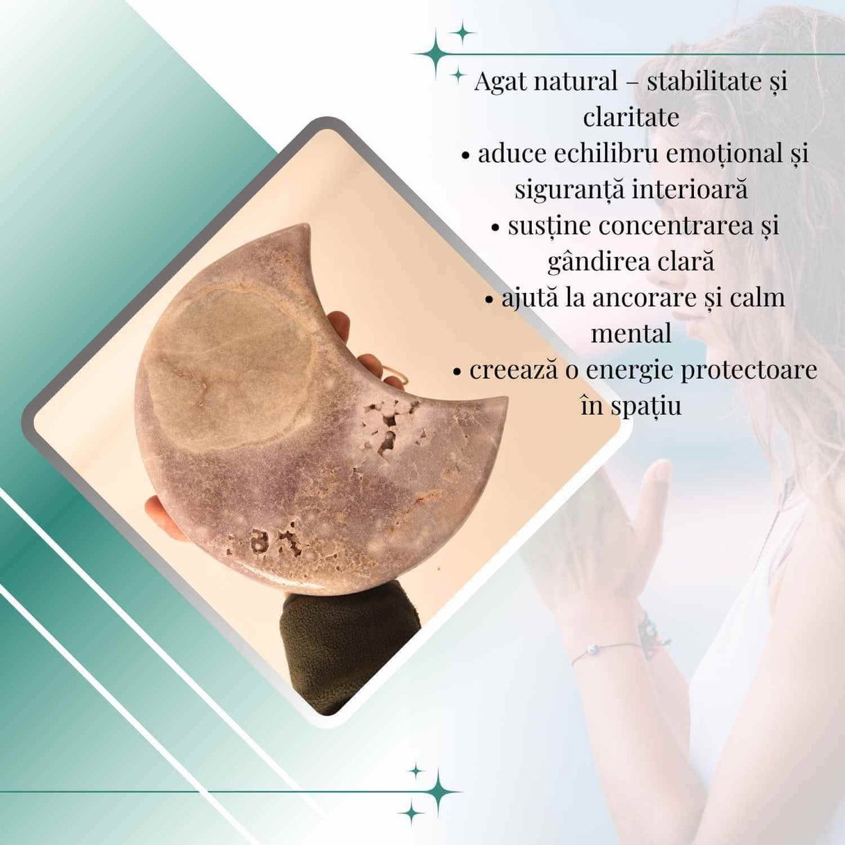 Semiluna decorativa din Agat roz-liliachiu natural - sculptata manual in Brazilia 3.3 kg