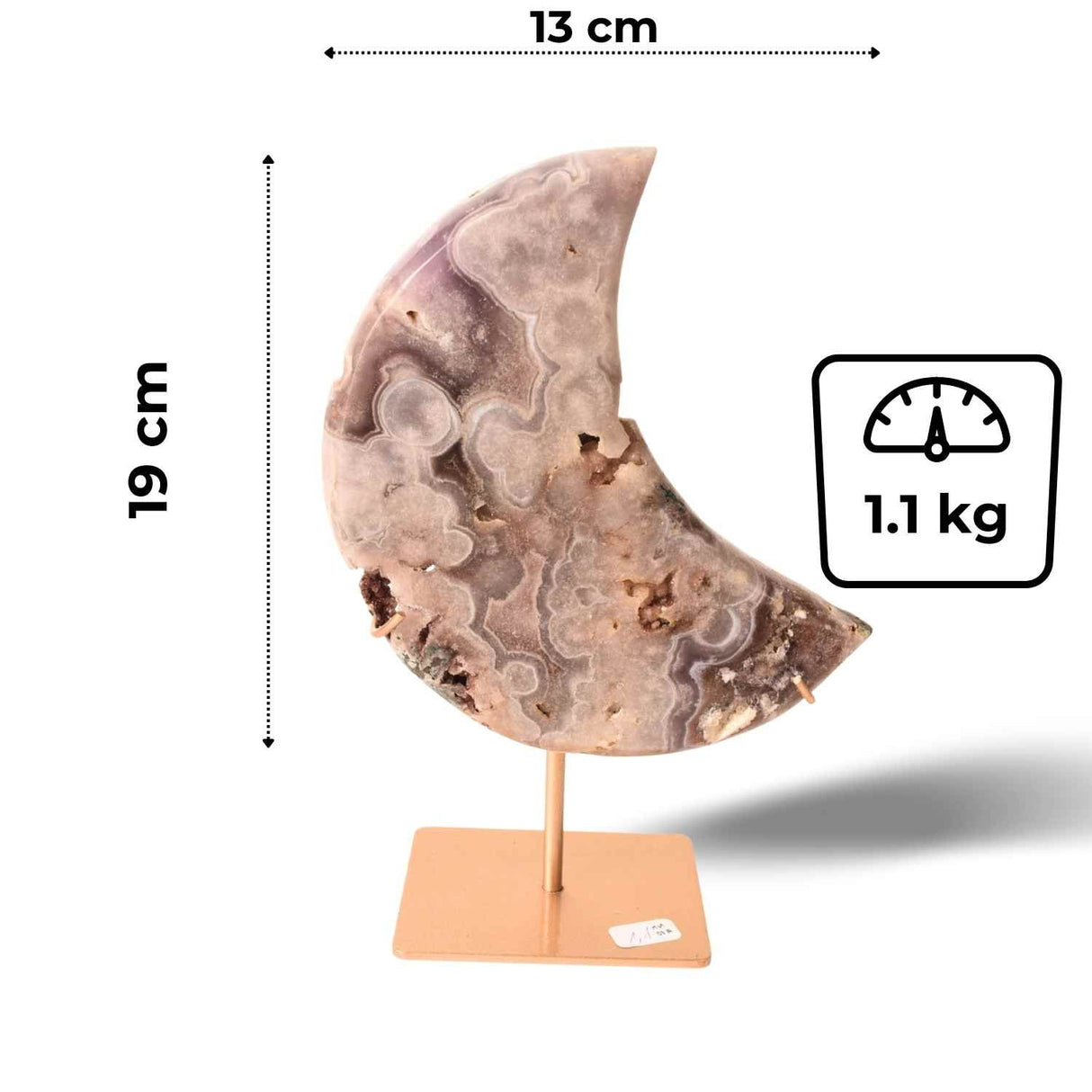 Semiluna din Agat Liliachiu Natural – Calm Interior si Claritate | Piesa Unicat Brazilia 1,1 kg