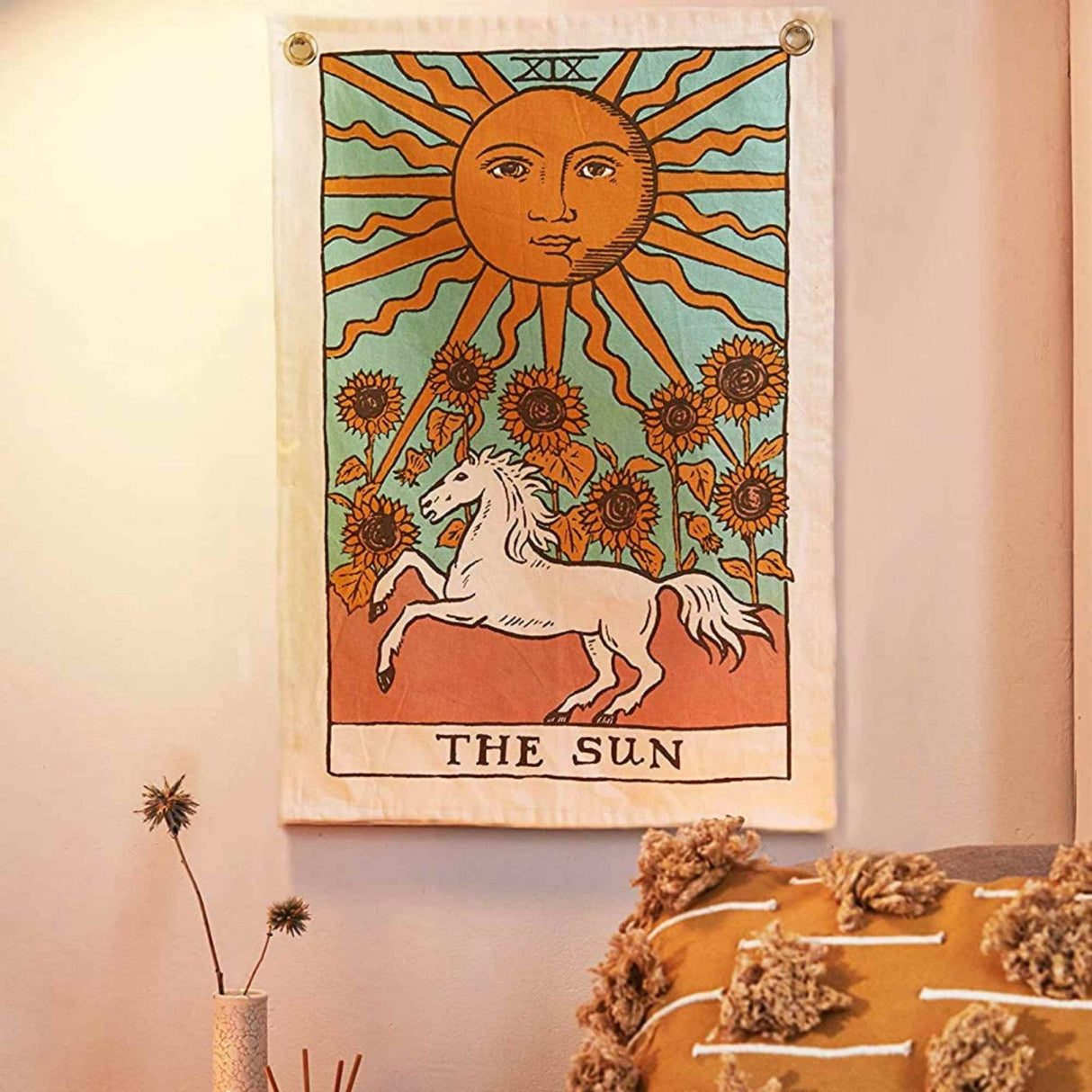 Set 3 Tapiserii cu semne spirituale, soare, luna, stea, – Pentru yoga, meditatie, decorarea camerei