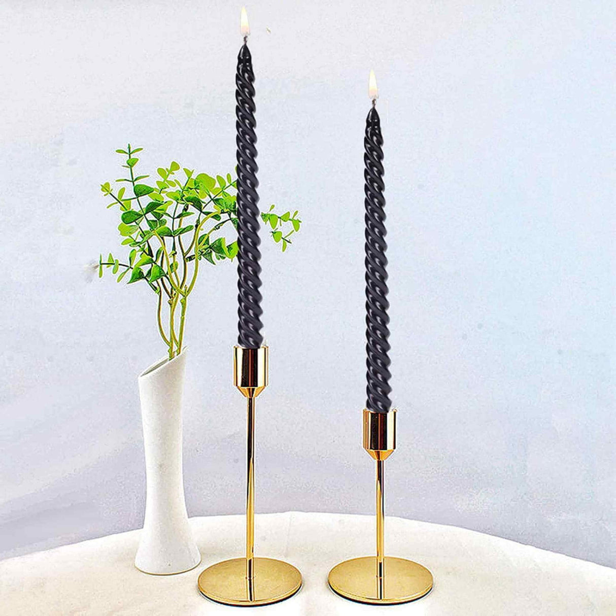 Set 4 Lumanari negre spirala de 25 cm - Lumanari fara picurare si fara parfum - Perfecte ca lumanari pentru cina, ocazii speciale
