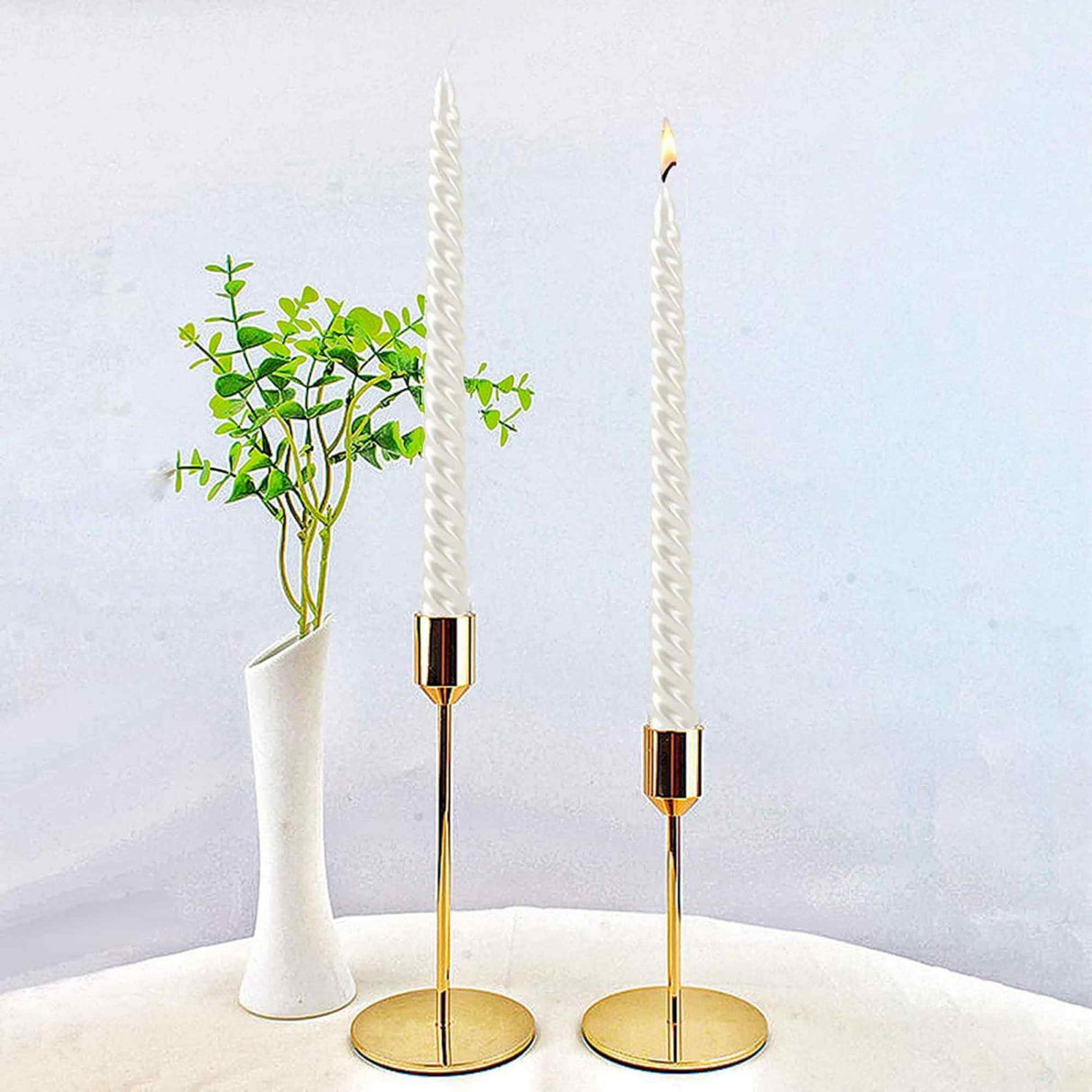 Set 4 Lumanari albe spirala de 25 cm - Lumanari fara picurare si fara parfum - Perfecte ca lumanari pentru cina, ocazii speciale