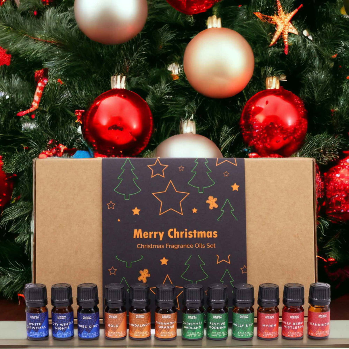 Set uleiuri parfumate Craciun - Holy Scents (12 x 5 ml) + 2 pipete, Made in UK