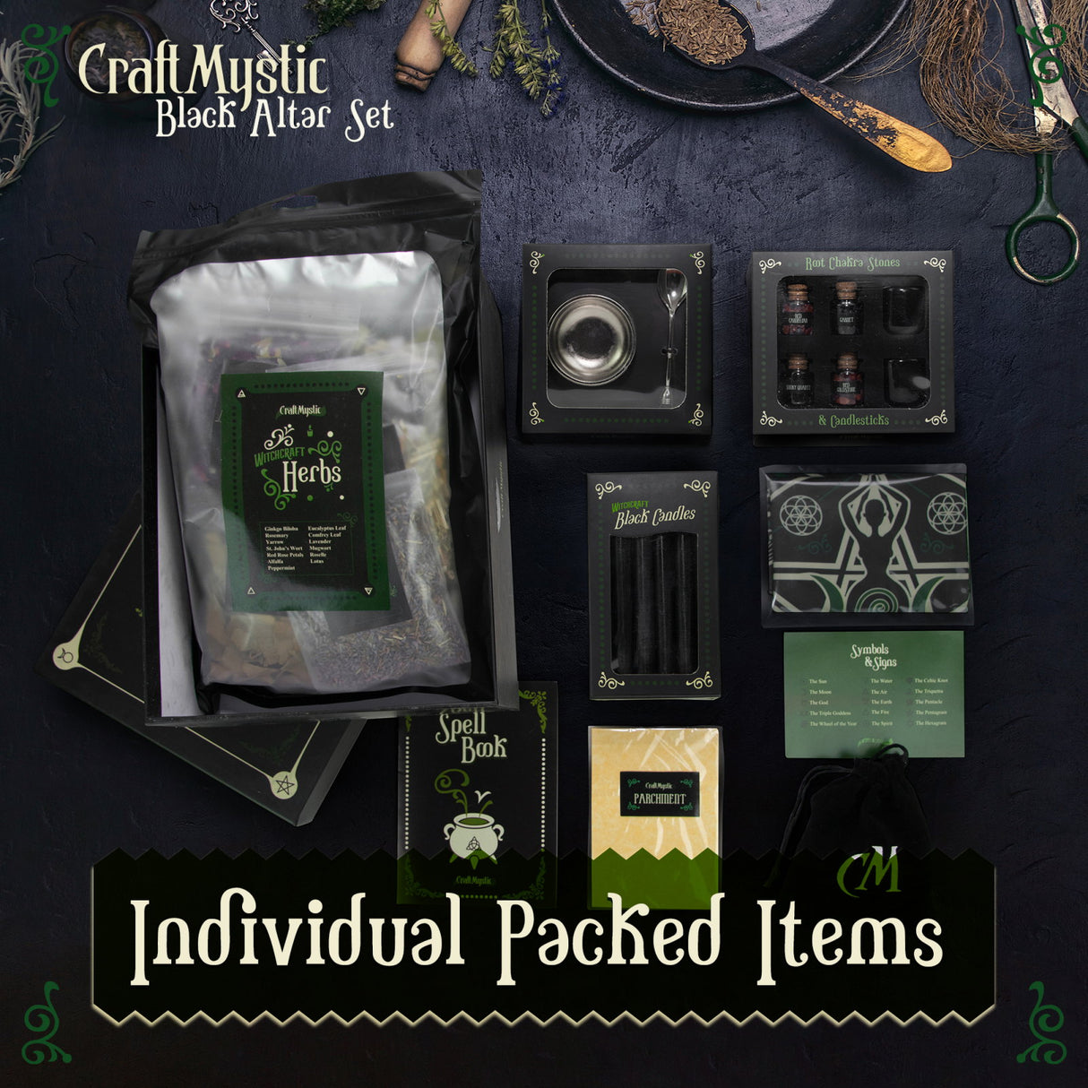 Set 50 Accesorii Wicca - Ideal pentru vraji usoare pentru incepatori - Vraji de dragoste, protectie, iubire