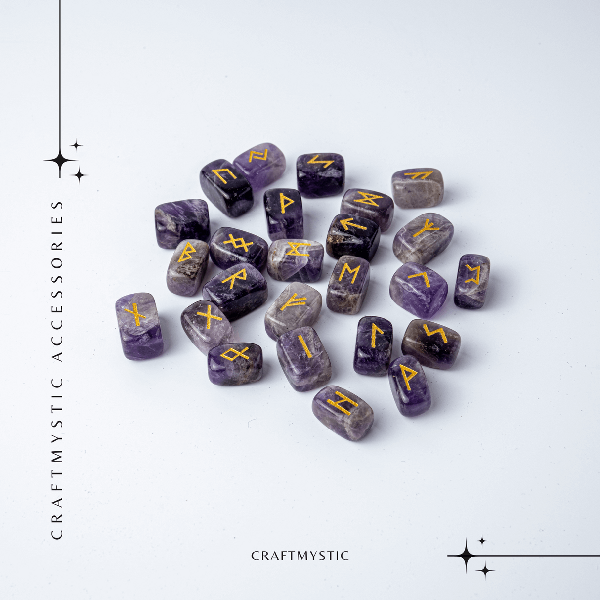 Set Rune din Ametist Natural - Claritate Spirituala si Protectie Energetica