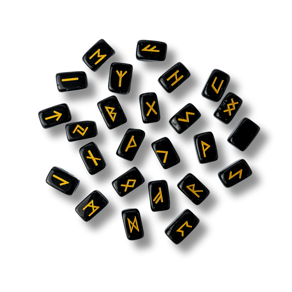 Set Rune din Obsidian Natural - Protectie, Claritate si Putere Interioara