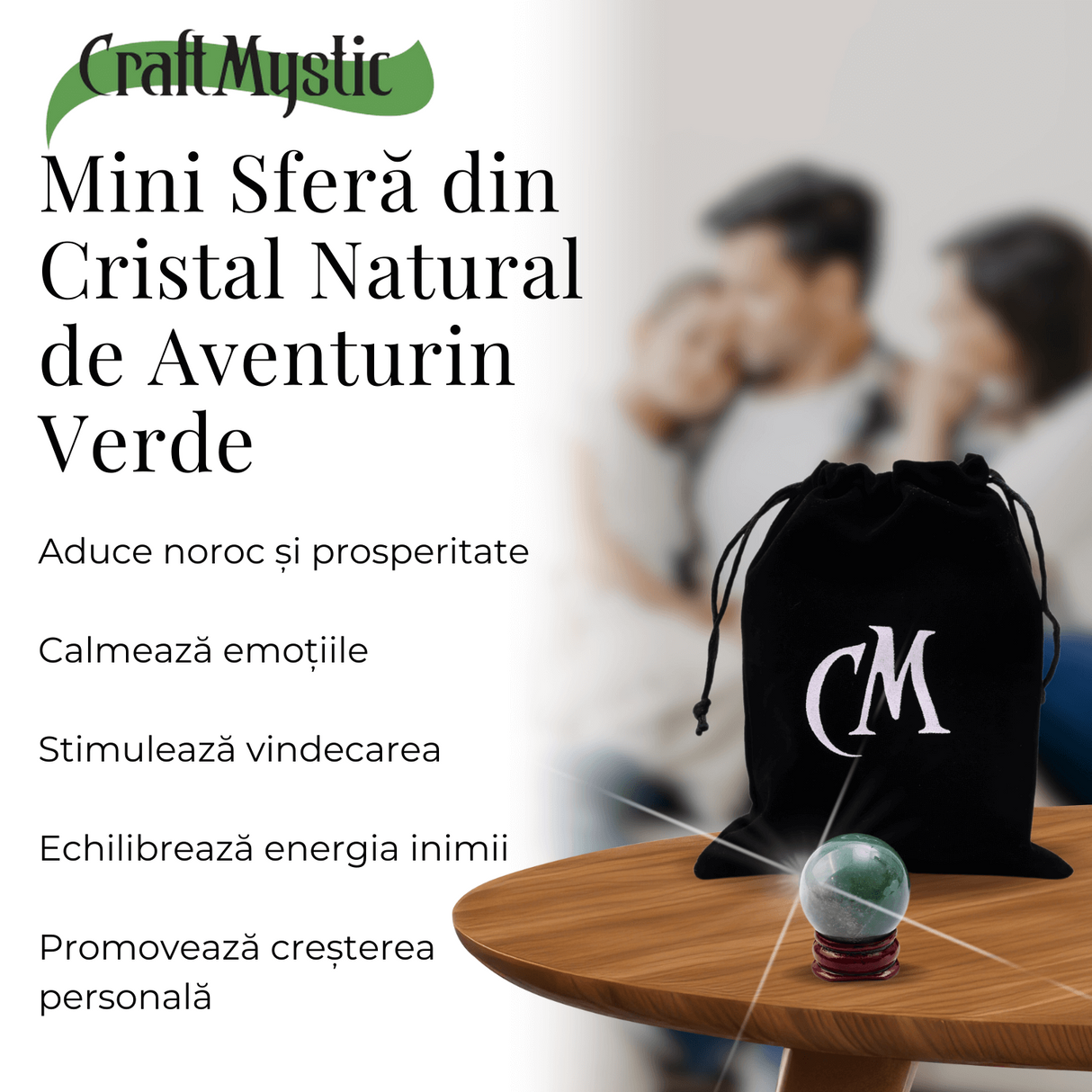 Sfera din Aventurin Verde Natural, 1 buc, 30-35 mm - Piatra Semipretioasa pentru Cadouri si Armonie