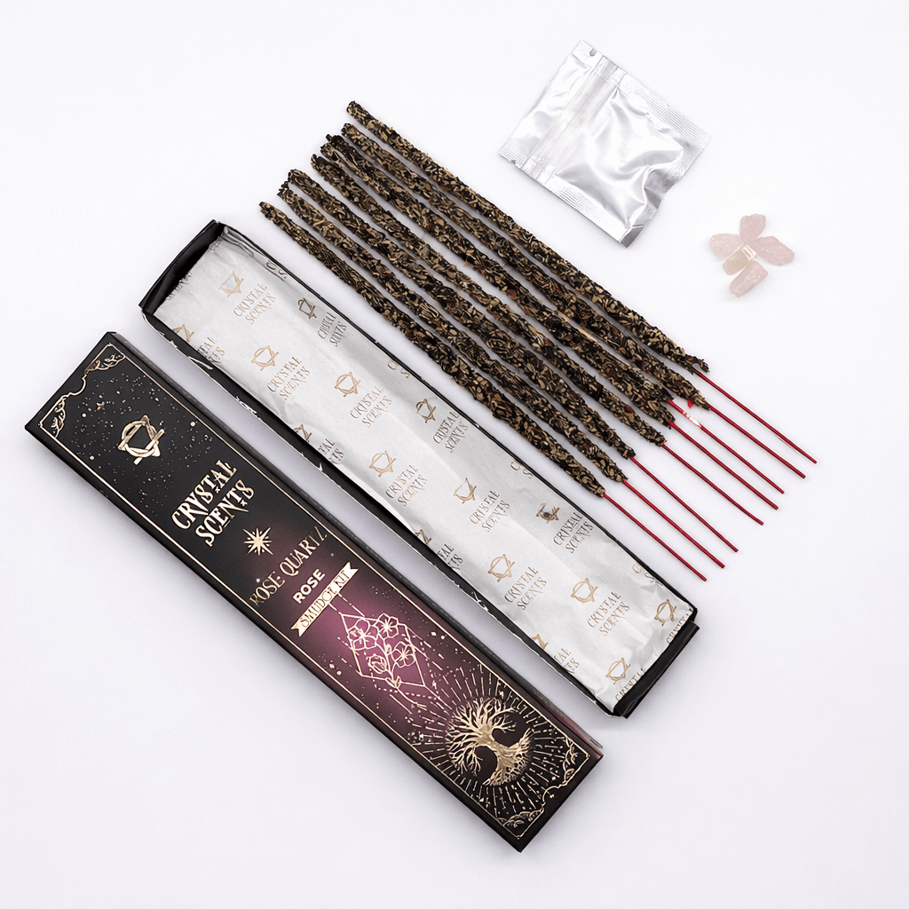 Set Smudge cu Cuart Roz si Aroma de Trandafir – Ritual de Curatare Energetica si Echilibru Emotional