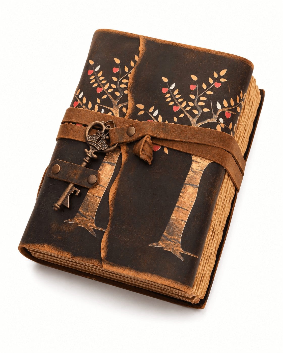 Jurnal Vintage cu Arborele Vietii, inchidere cu cheie si hartie de pergament- Protectie si Crestere