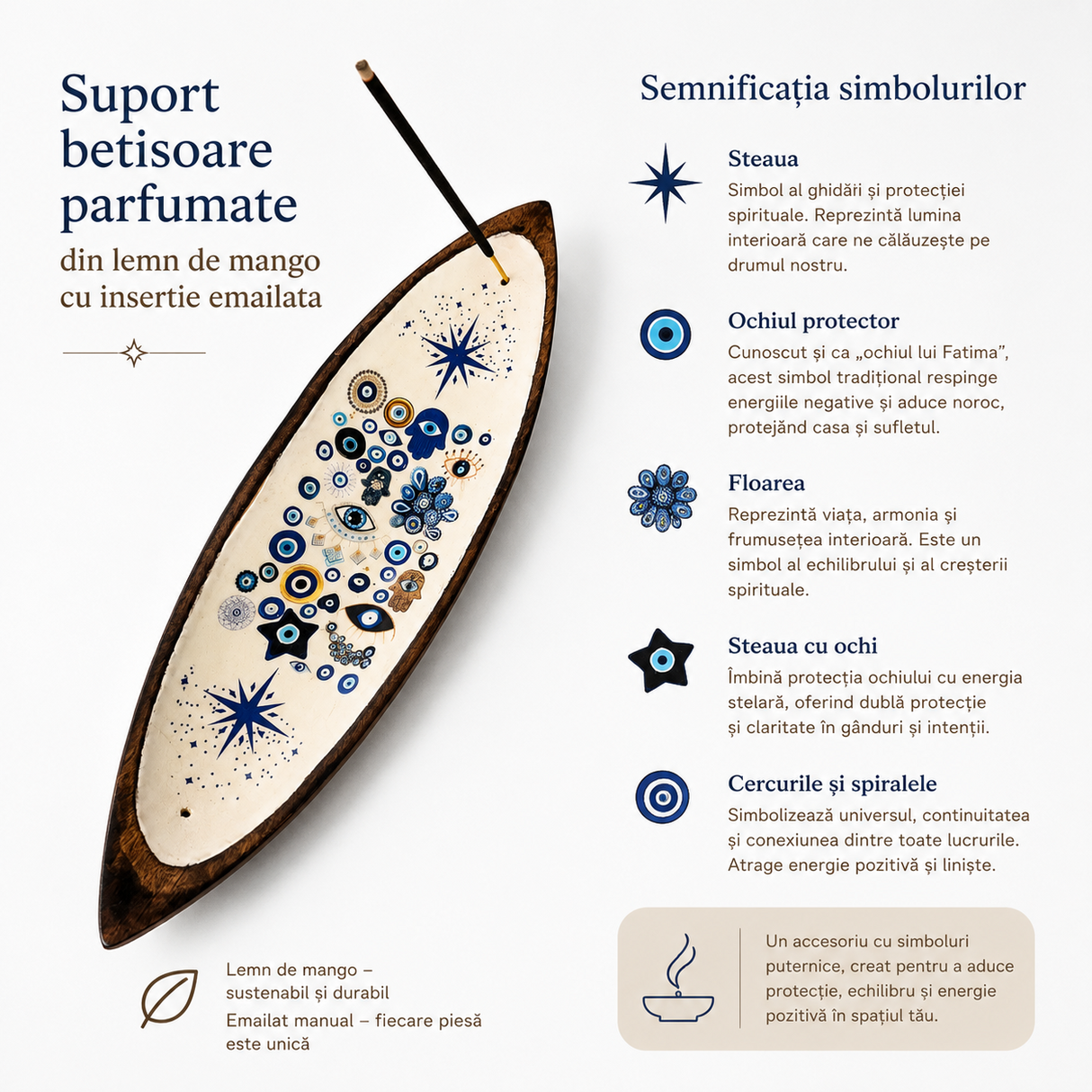 Suport Betisoare Parfumate Arborele Protectiei din Lemn de Mango – Armonie si Echilibru