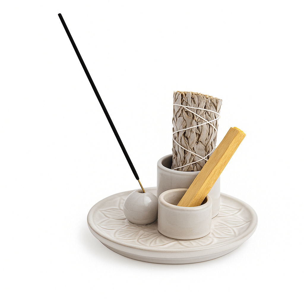 Suport ceramica ab Triplu de Aromaterapie - Ritual Complet pentru Armonie