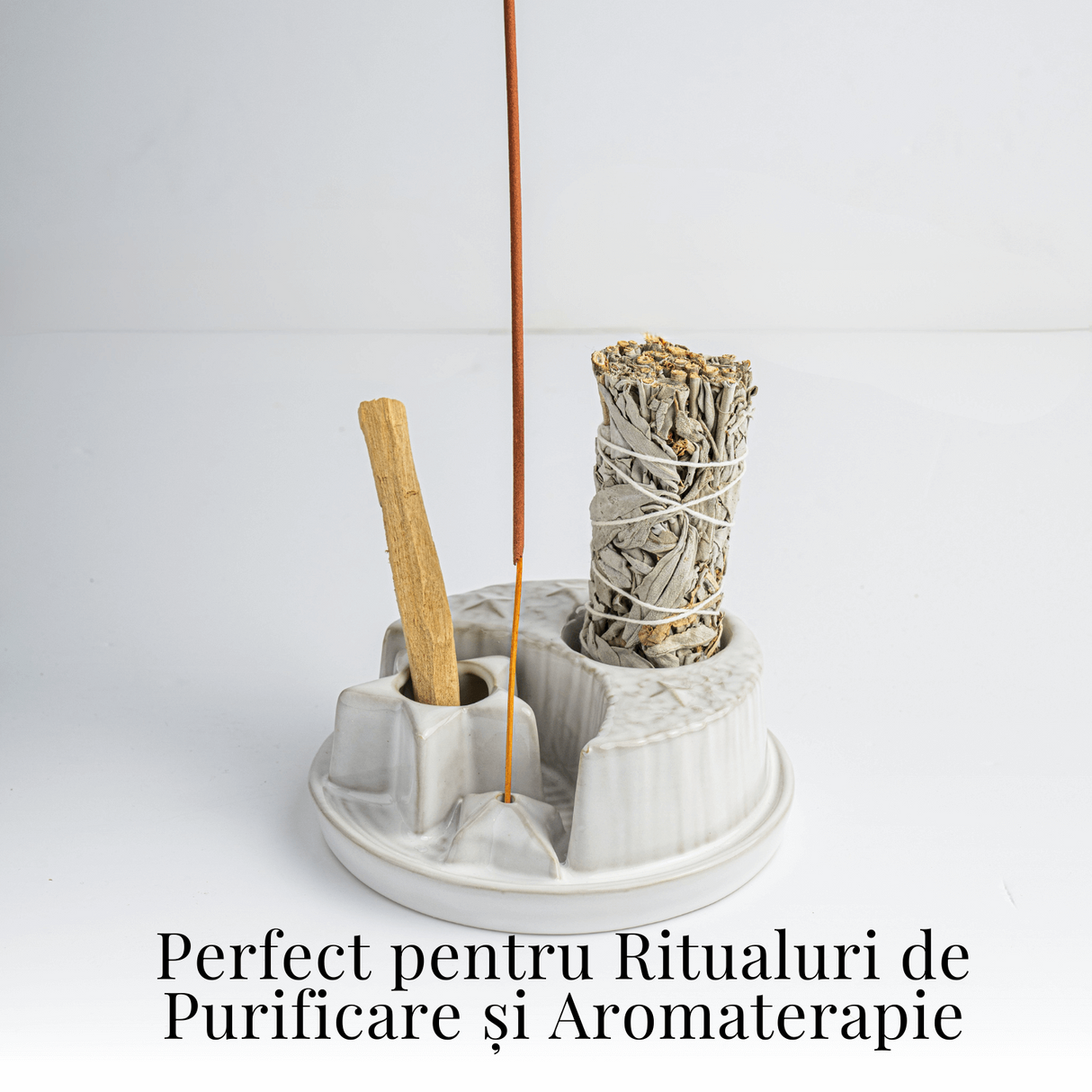 Suport ceramic 3 in 1 Semiluna Stea - Palo Santo, Salvie si Betisoare
