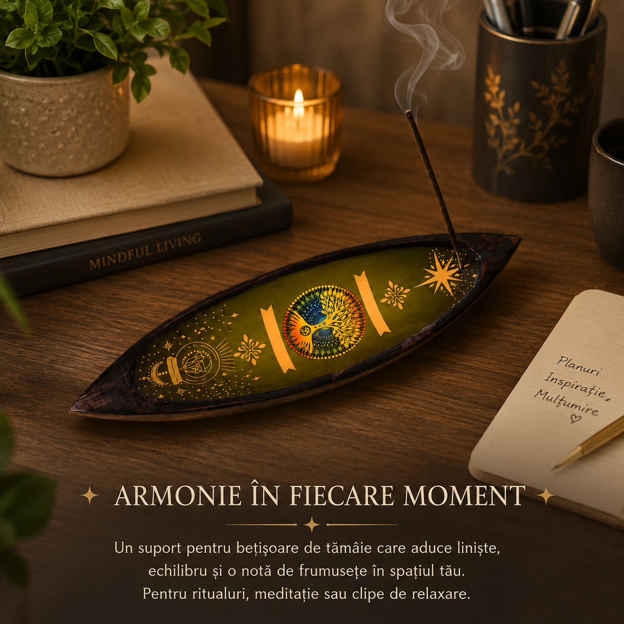 Suport Betisoare Parfumate Arborele Vietii in Forma de Barcuta – Armonie si Relaxare