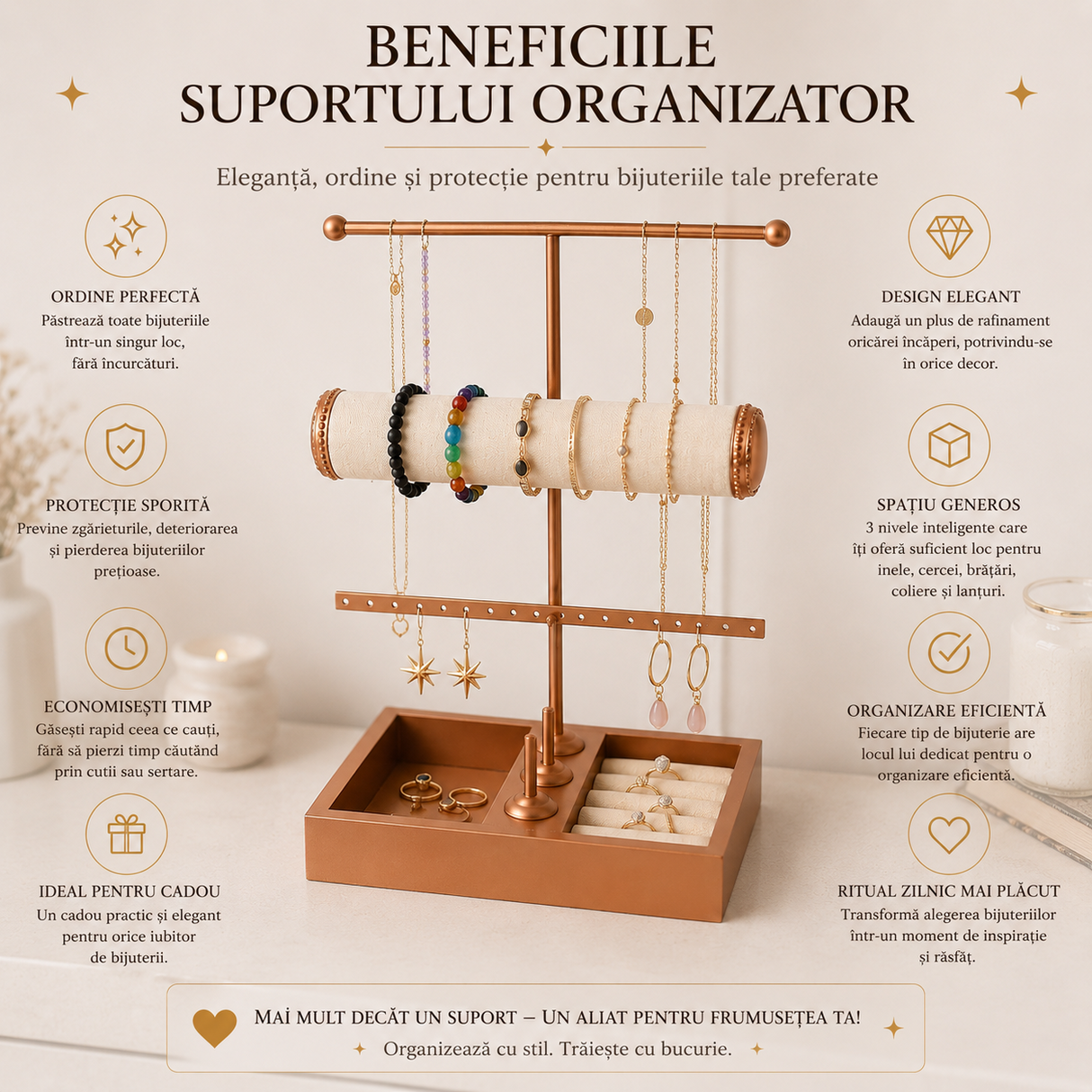 Suport Organizator pentru Bijuterii 3 Nivele – Eleganta si Ordine pentru Colectia Ta