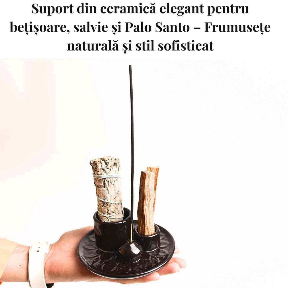 Suport ceramica pentru salvie, palo santo si betisoare - Eleganta si purificare