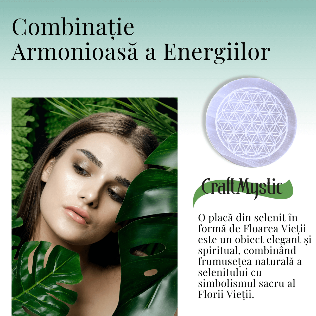 Placa din Selenit Natural pentru Curatare si Incarcare Cristale - Energie Pura