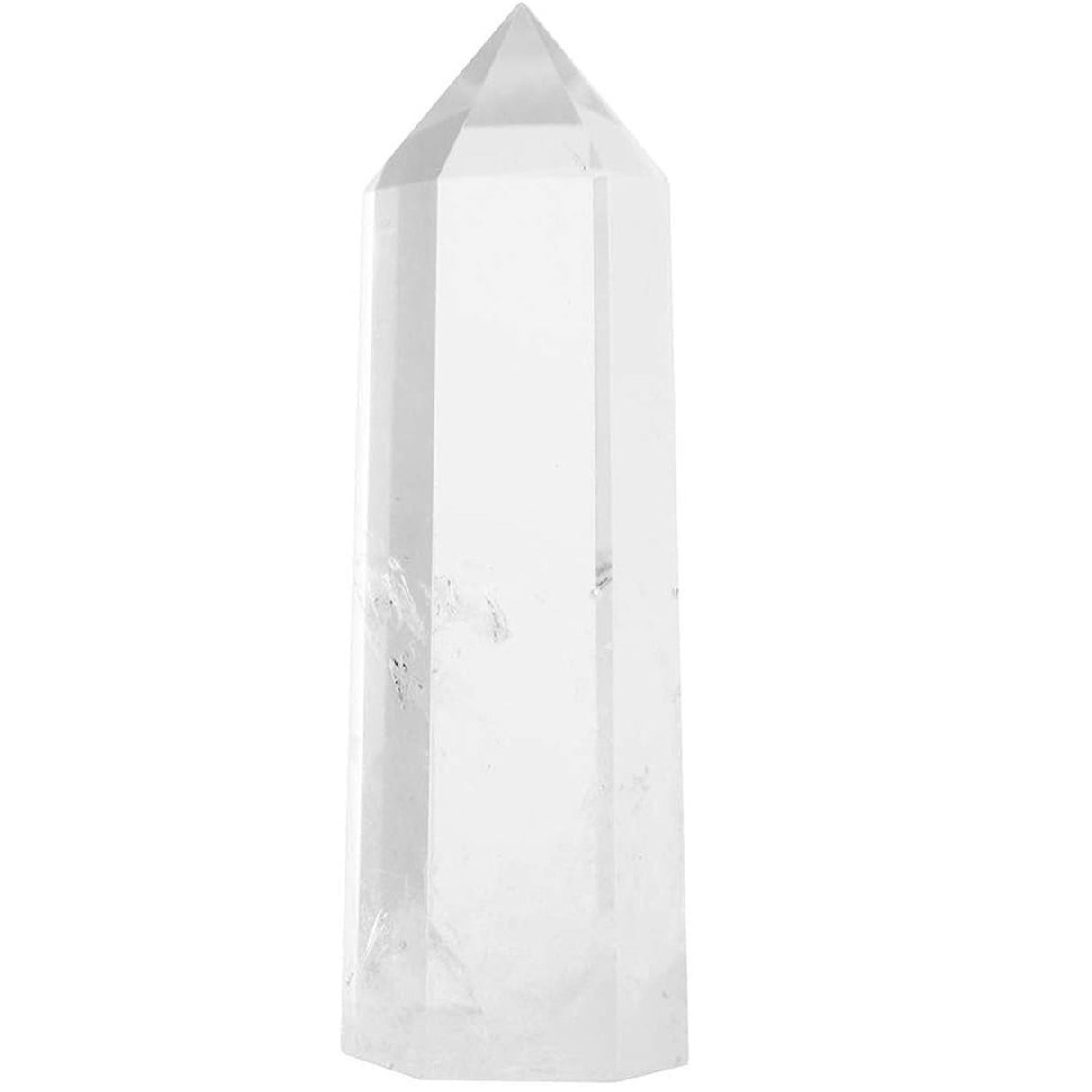 Healing semi-precious crystal tower, hexagonal transparent Quartz - Obelisk, 10 cm high