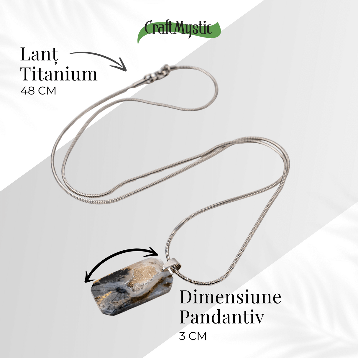 Colier Titanium cu Agat Dendritic Dreptunghiular - NaturA, Echilibru si Conexiune Interioara