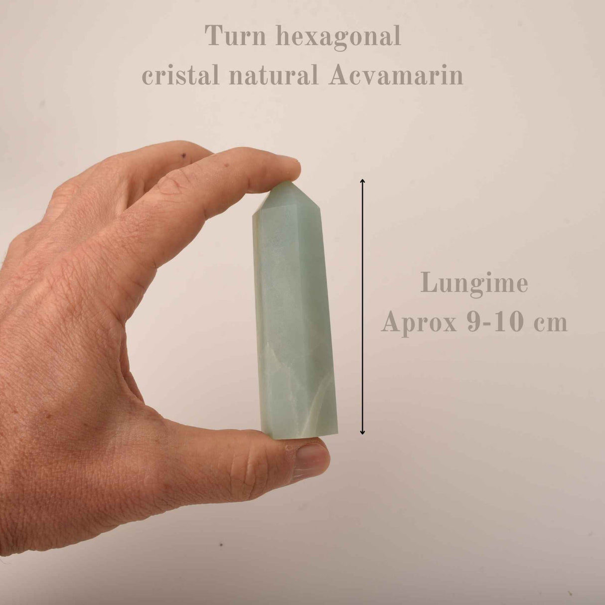 Turn din cristal natural unicat Acvamarin 9-10 cm - Cunoscut ca piatra curajului si a comunicarii clare